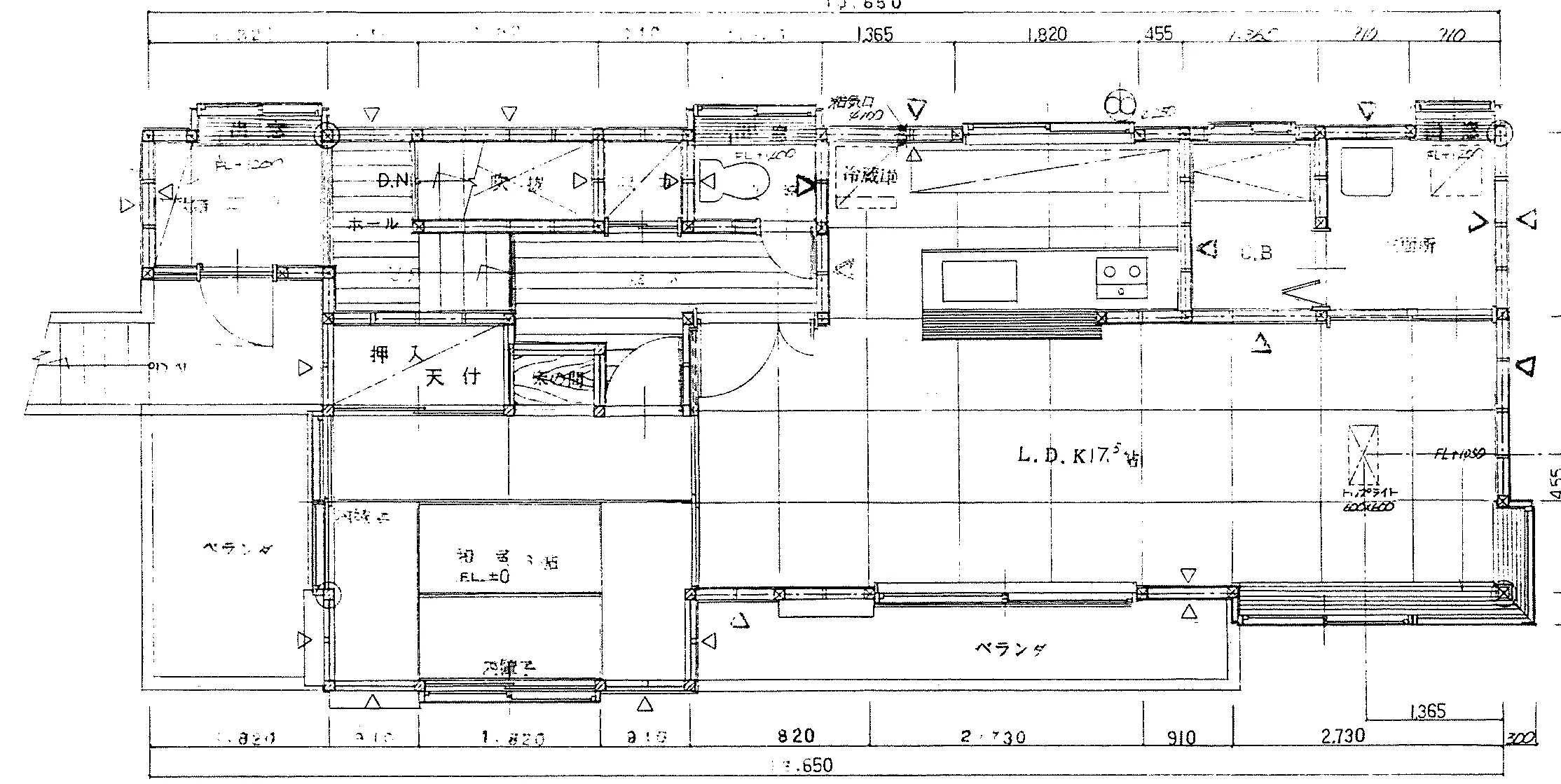 35.7坪 3LDK（洋室12帖、和室8帖、和室6帖、LDK17.5帖） (西玄関) 2F 平面図原本