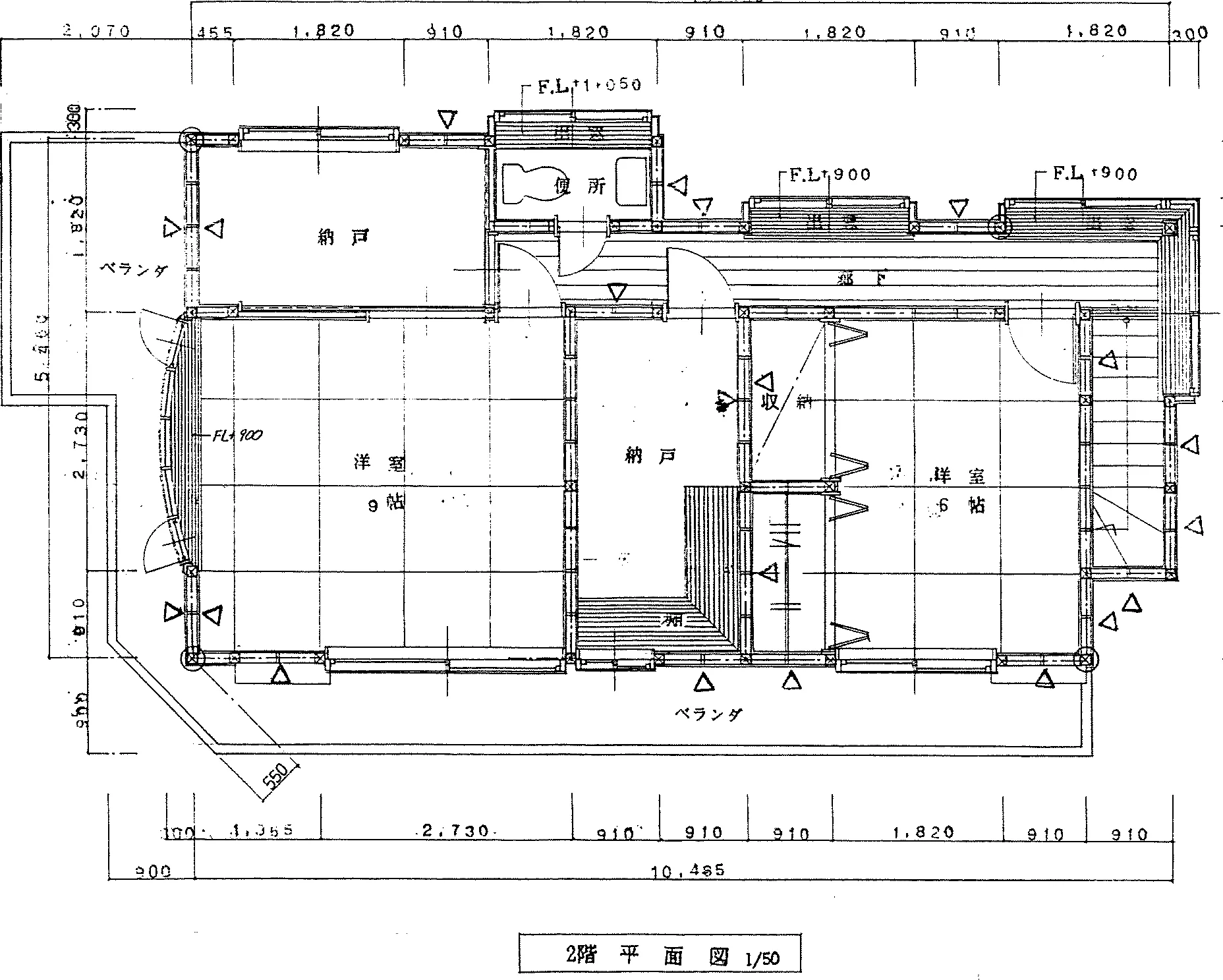 34.4坪 3LDK + 納戸 (南玄関) 2F 平面図原本