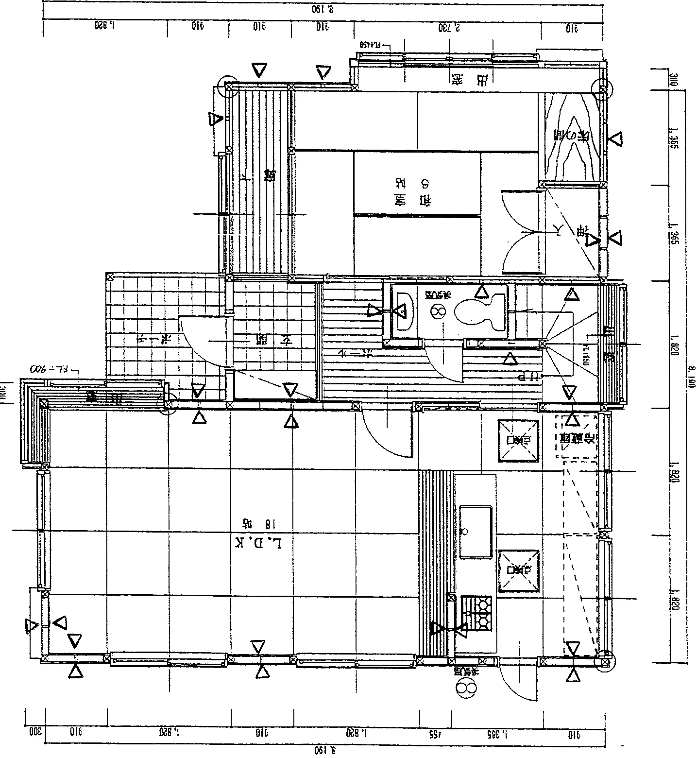 31.05坪 3LDK + 小屋裏収納 (南玄関) 1F 平面図原本