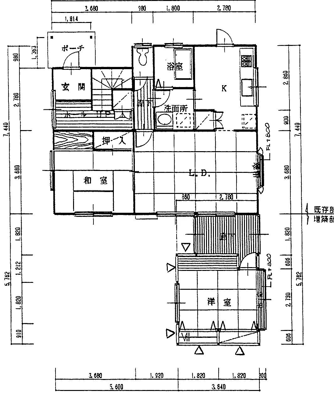 42.6坪 4LDK (北玄関) 1F 平面図原本