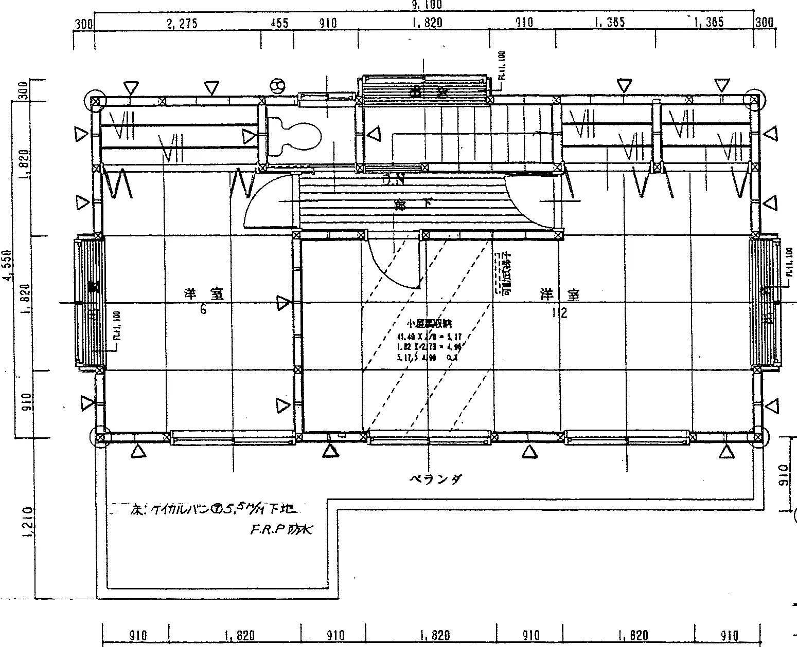 25.66坪 2LDK + 小屋裏収納庫 (南玄関) 2F 平面図原本