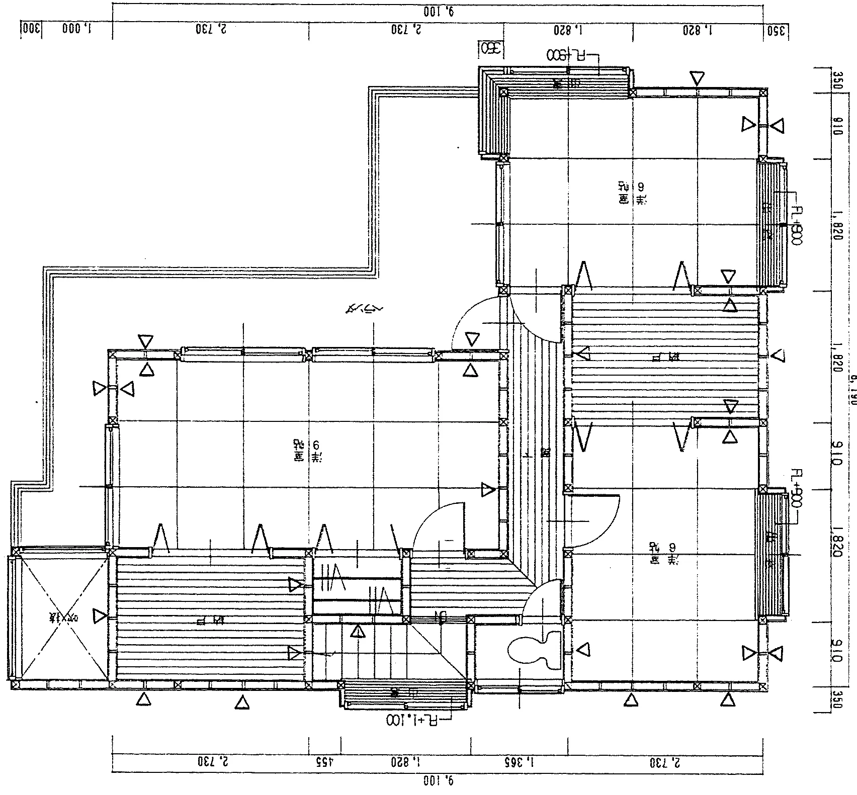 36.26坪 4LDK（和室8帖、洋室9帖、洋室6帖、洋室6帖） (南玄関) 2F 平面図原本