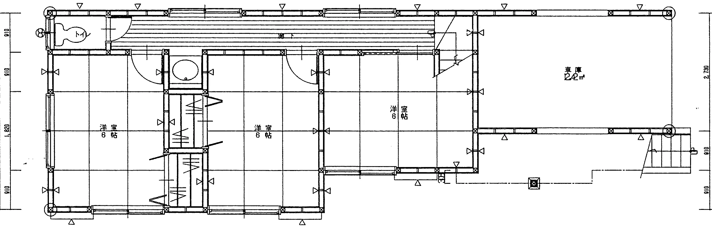 33.6坪 3LDK + ビルトインガレージ (南玄関) 1F 平面図原本