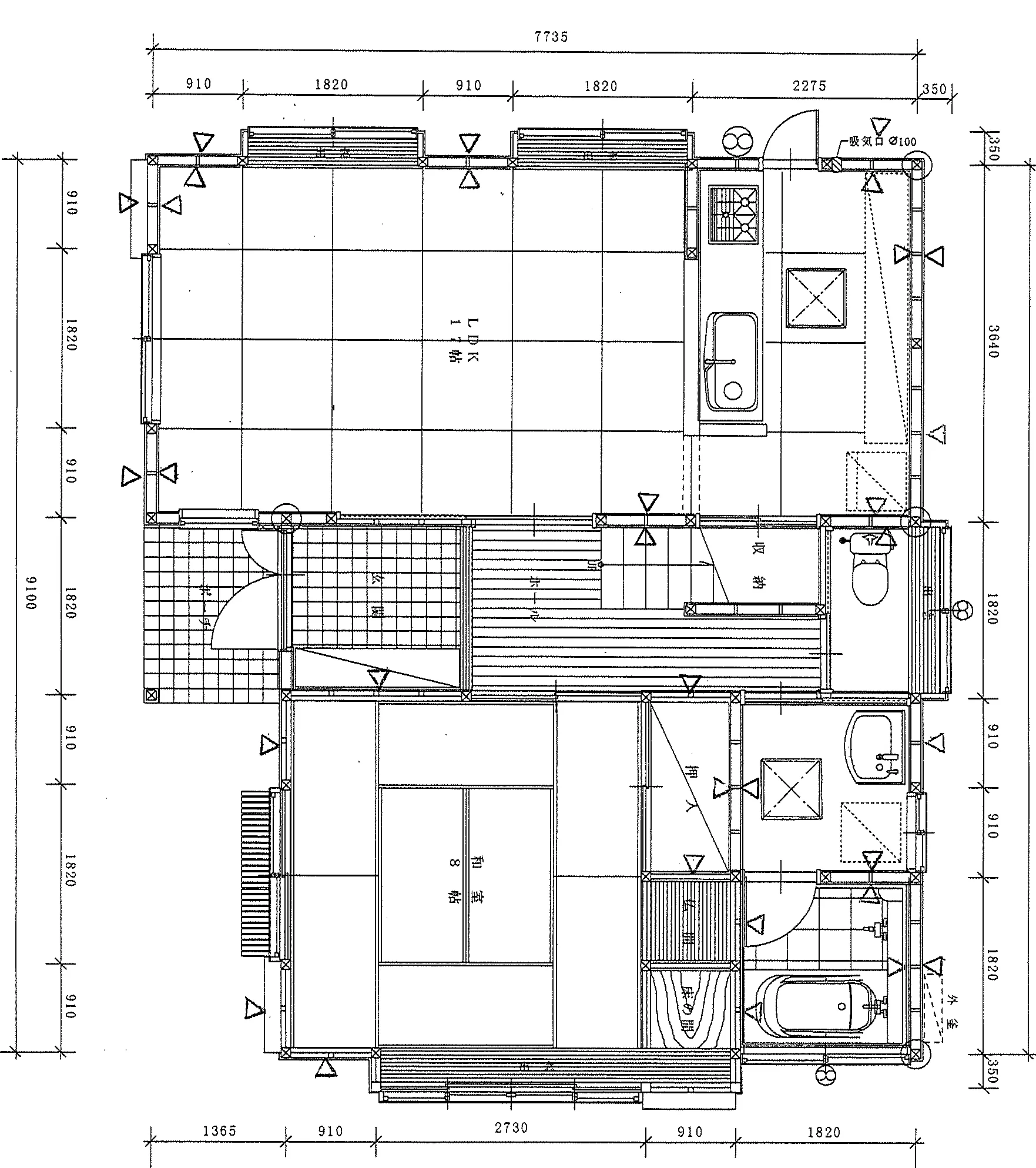 32.06坪 4LDK (南玄関) 1F 平面図原本