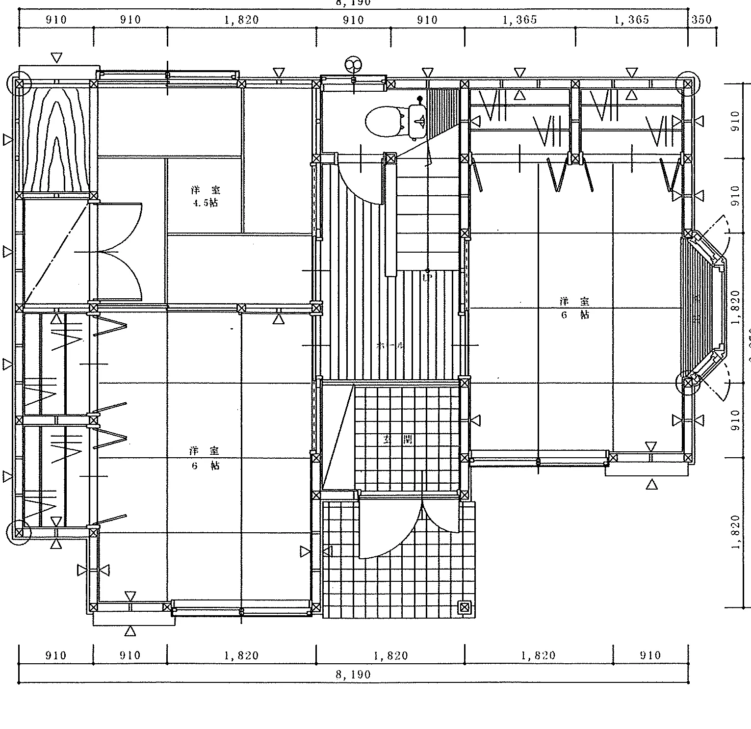25.79坪 3LDK (東玄関) 1F 平面図原本