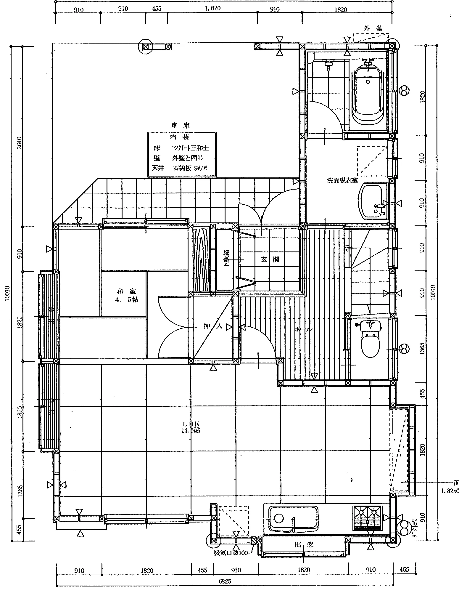 32.75坪 4LDK (西玄関) 1F 平面図原本