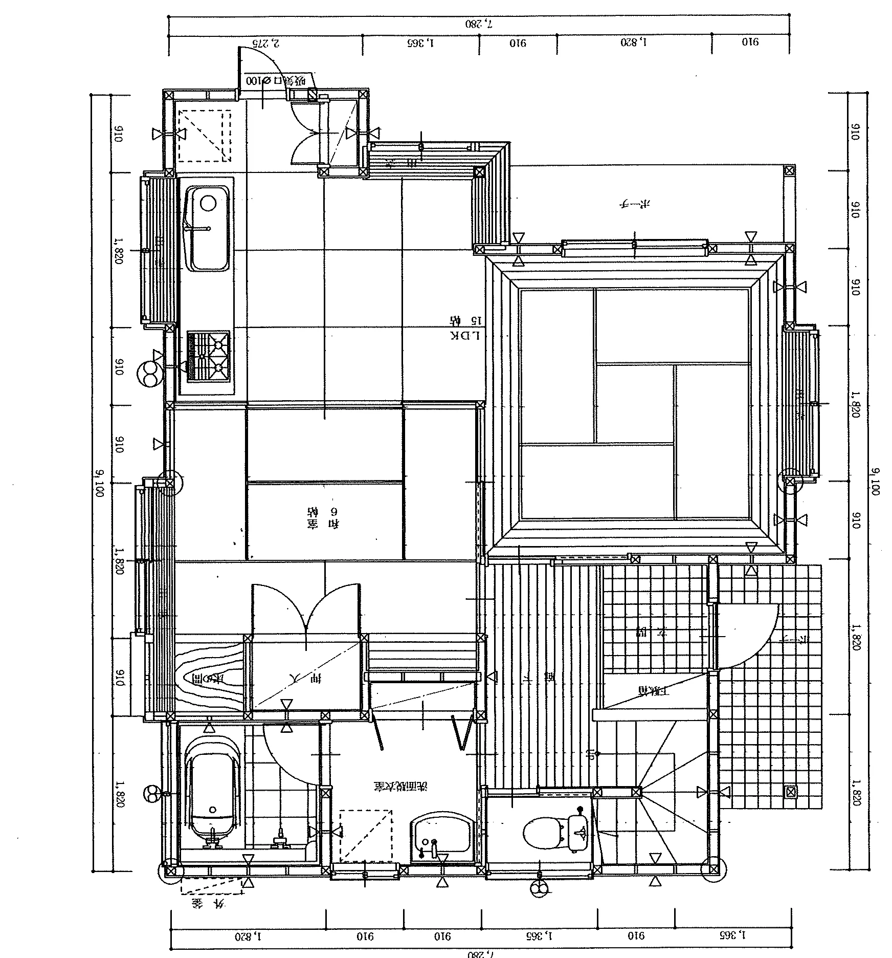 26.42坪 3LDK (西玄関) 1F 平面図原本