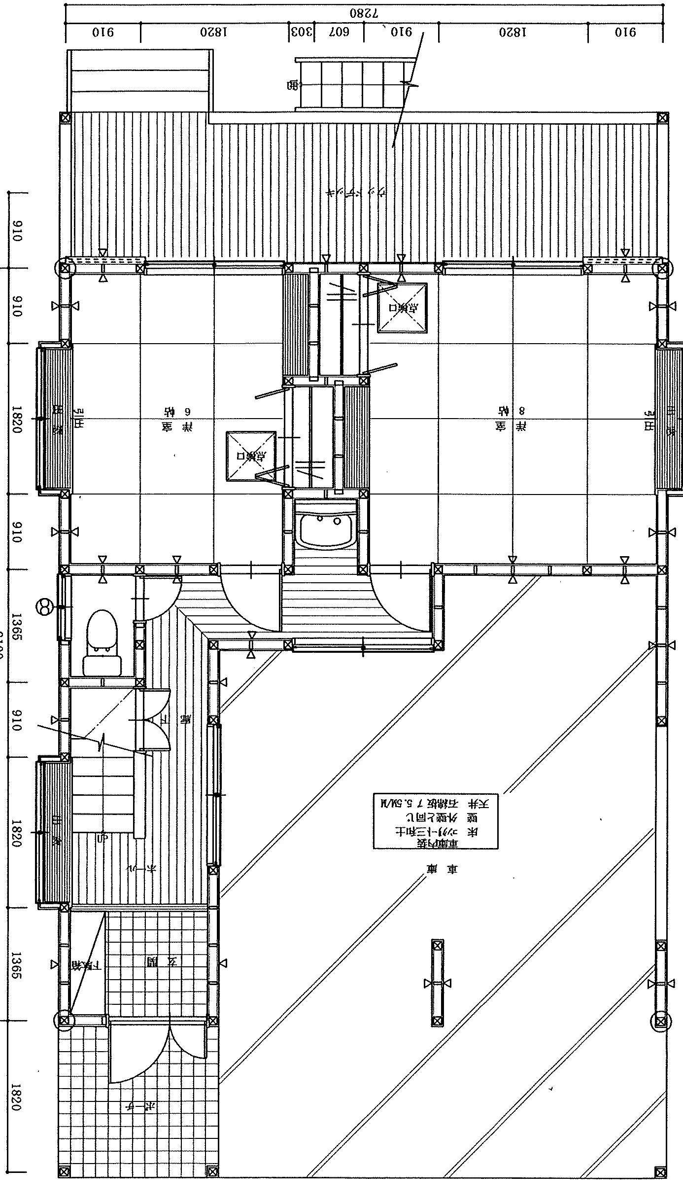 41.82坪 3LDK + ビルトインガレージ + 和室6帖 (東玄関) 1F 平面図原本