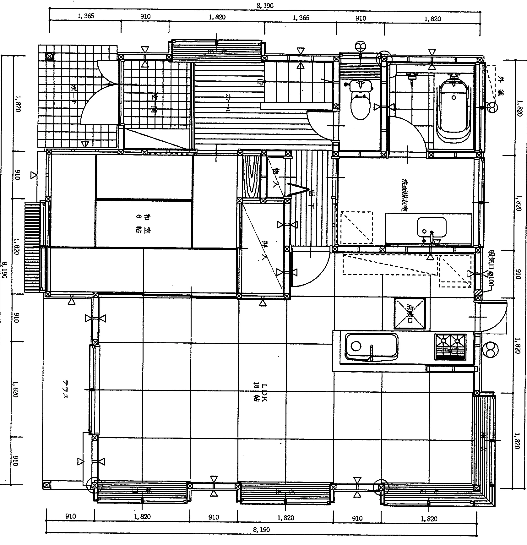 32.05坪 4LDK (西玄関) 1F 平面図原本