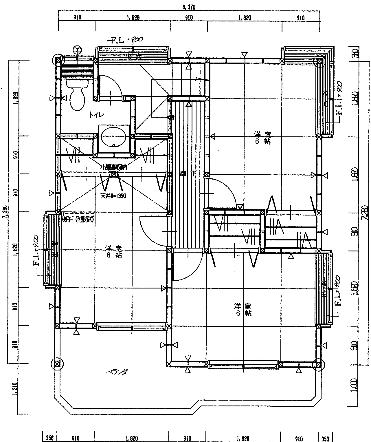 27.3坪 3LDK (東玄関) 2F 平面図原本