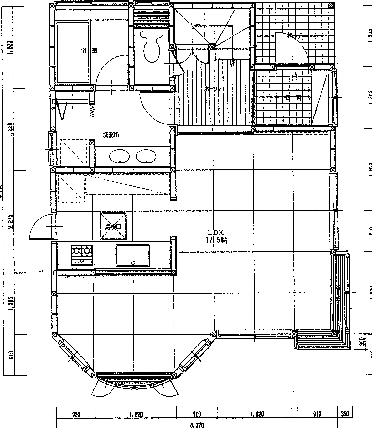 27.3坪 3LDK (西玄関) 1F 平面図原本