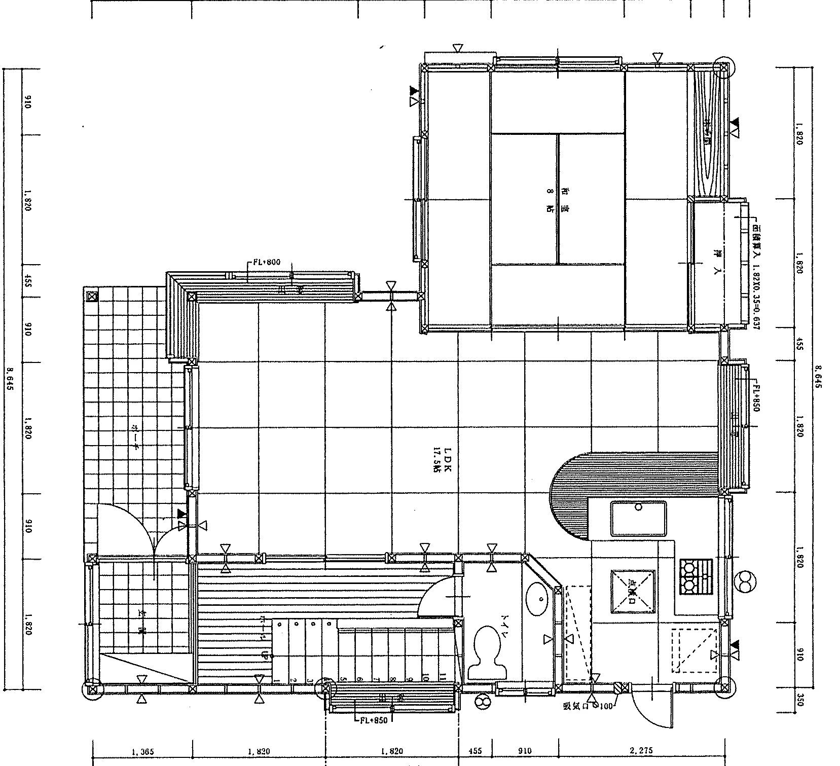 32.88坪 4LDK (南玄関) 1F 平面図原本