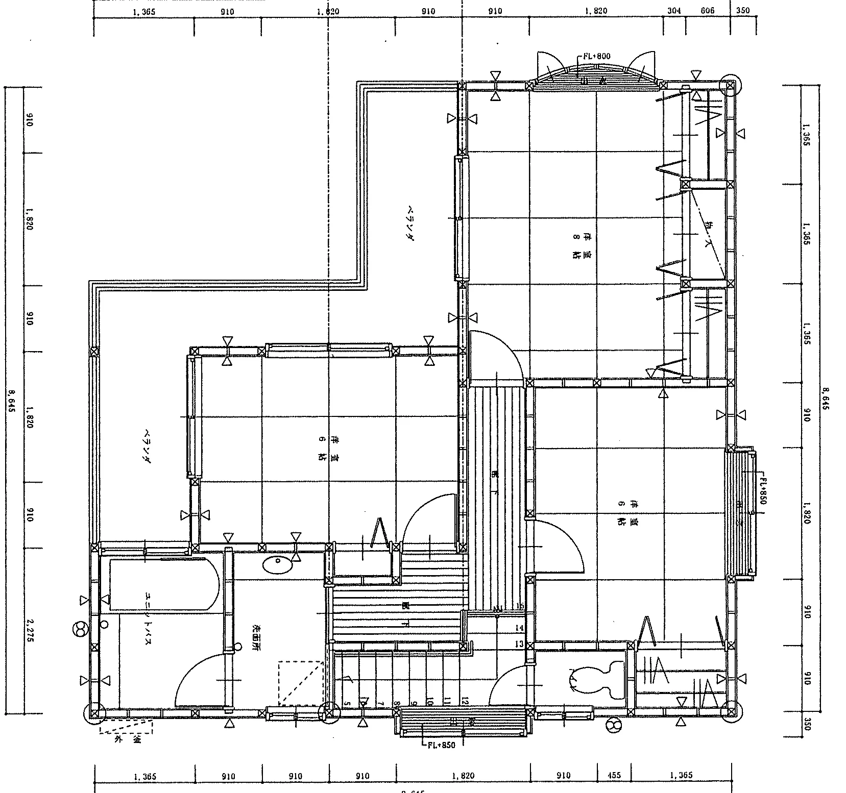 32.88坪 4LDK (南玄関) 2F 平面図原本