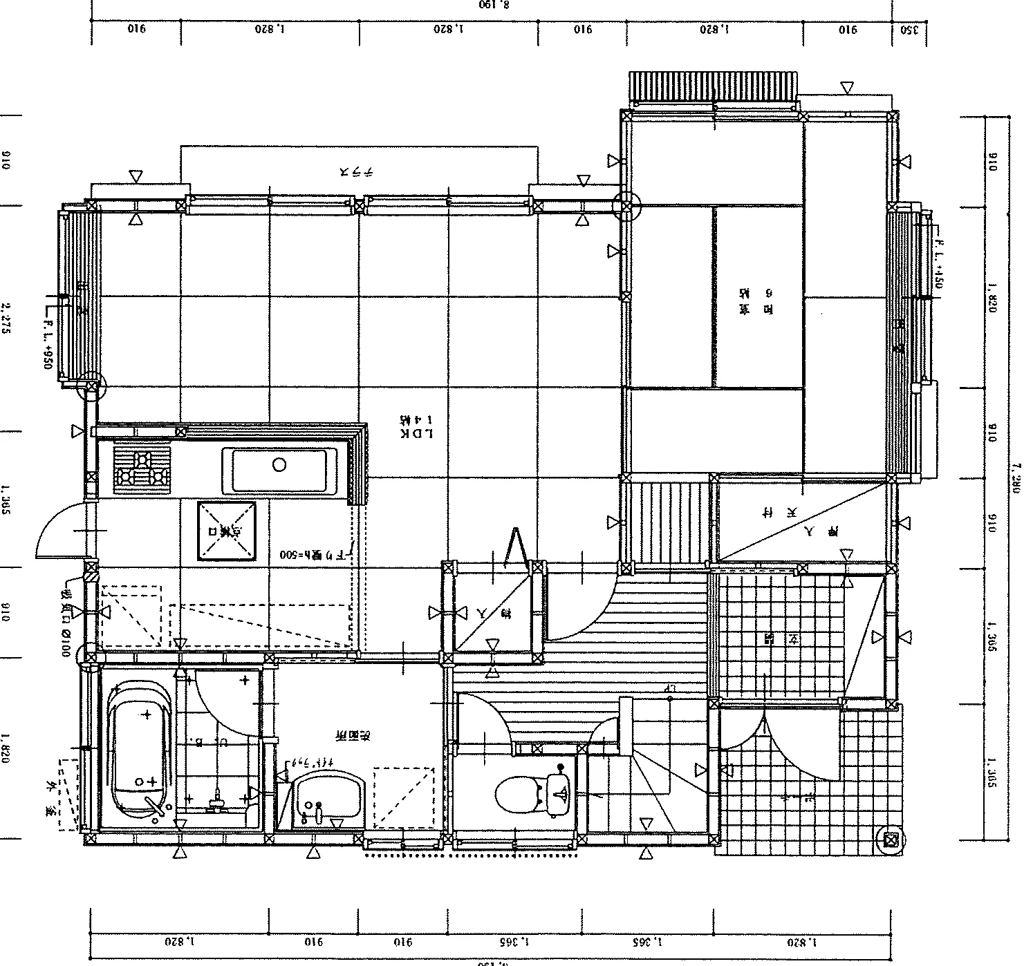 31.06坪 5LDK (北玄関) 1F 平面図原本