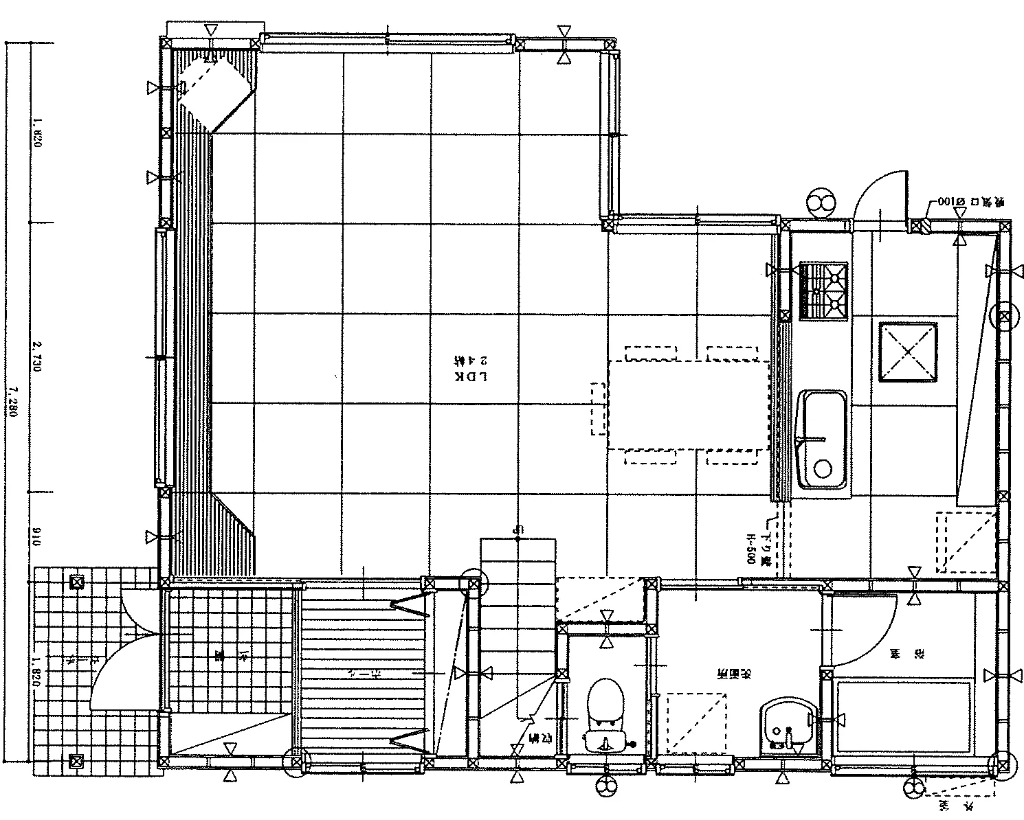 30.4坪 3LDK (東玄関) 1F 平面図原本