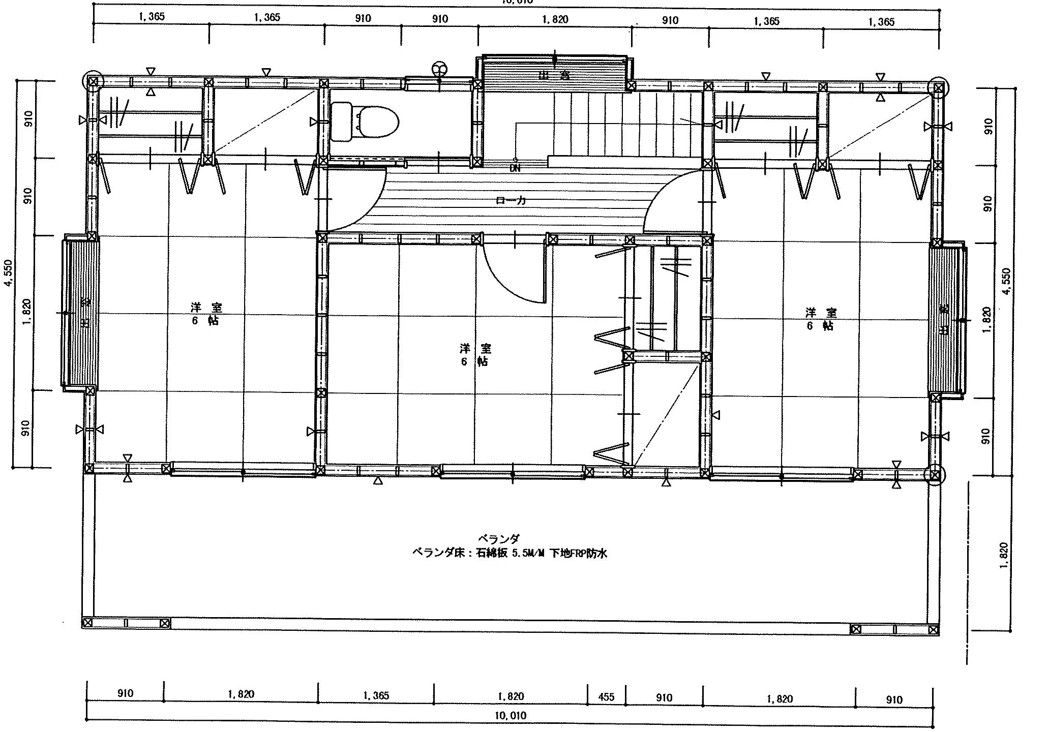 32.68坪 4LDK（和室8帖、洋室6帖×3） (東玄関) 2F 平面図原本