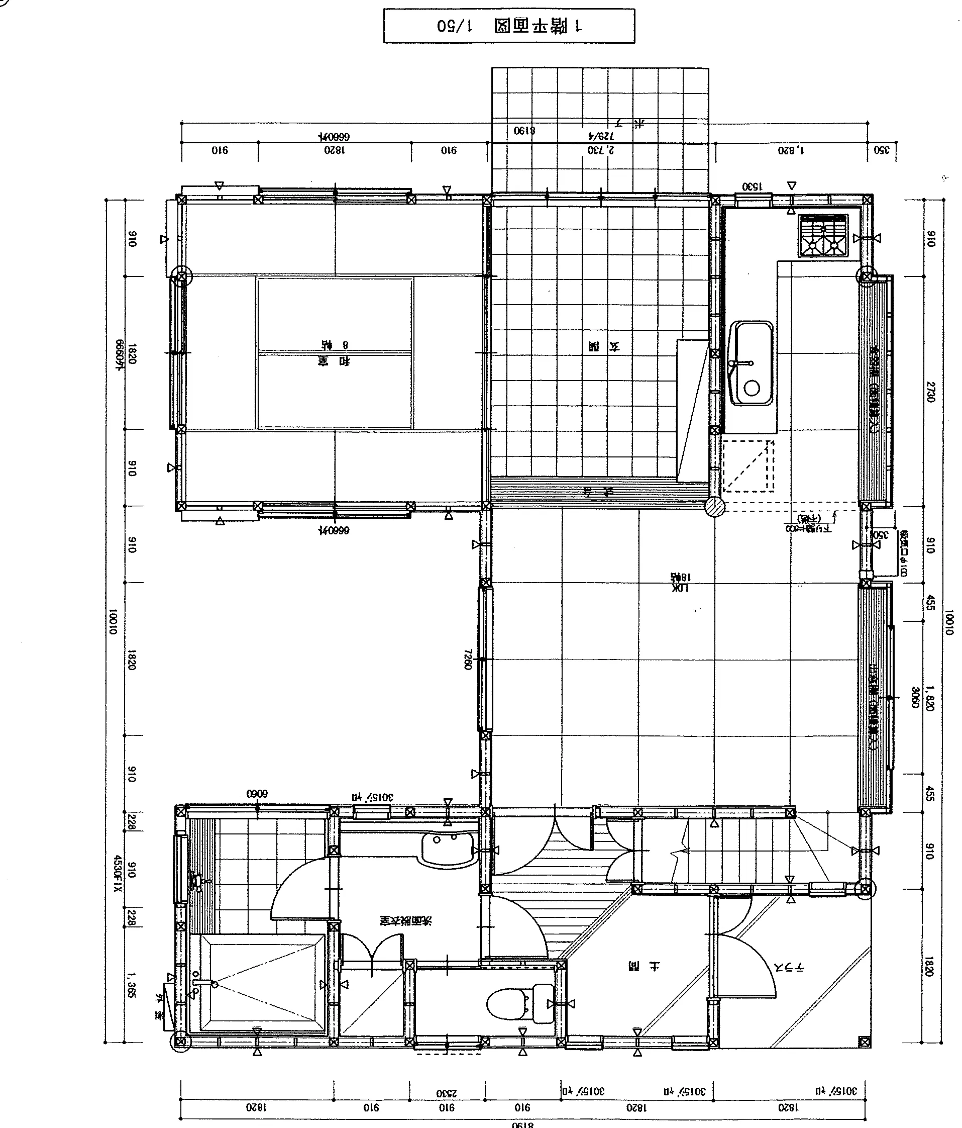 38.9坪 4LDK (北玄関) 1F 平面図原本