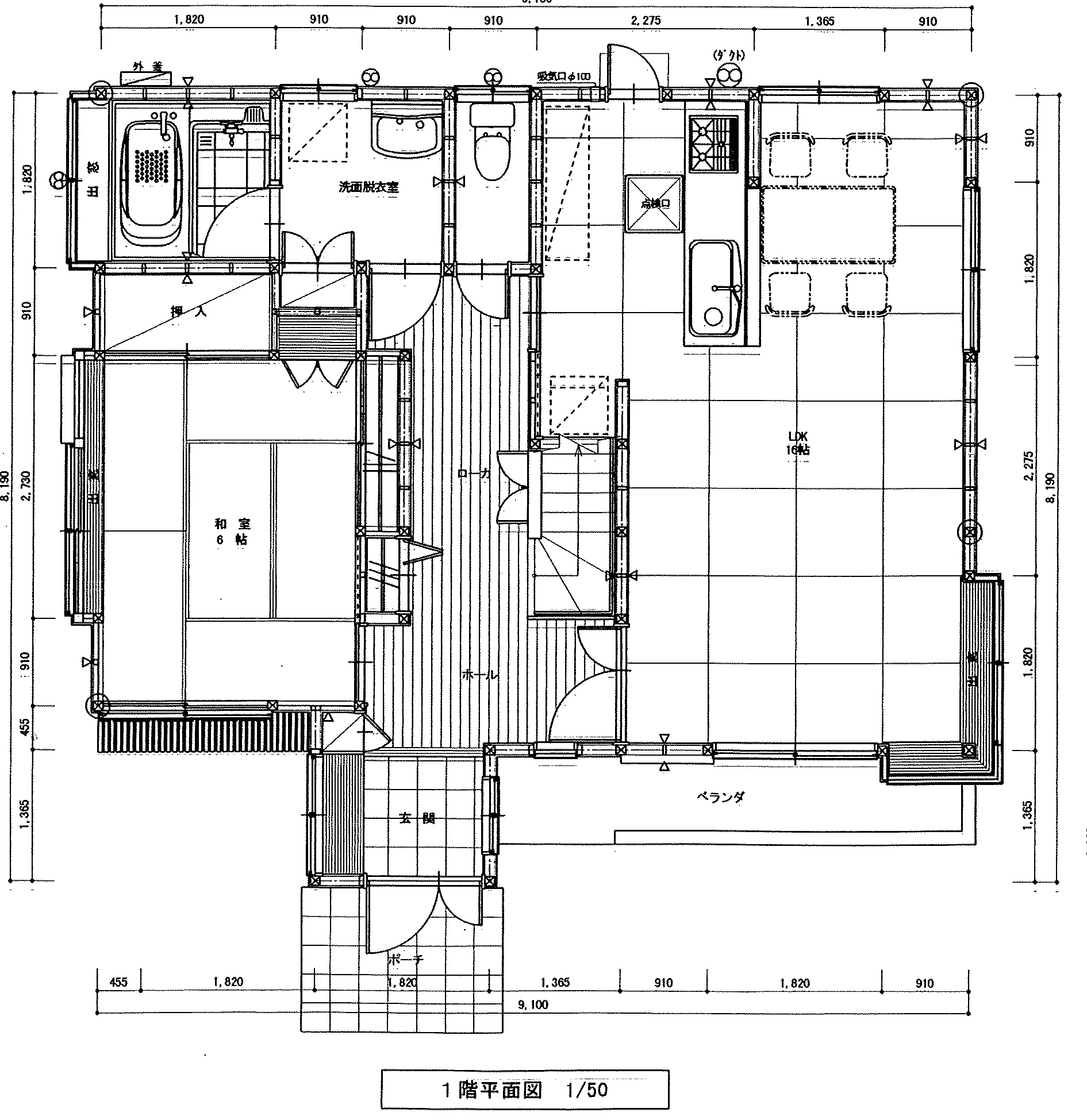 34.25坪 4LDK (西玄関) 1F 平面図原本