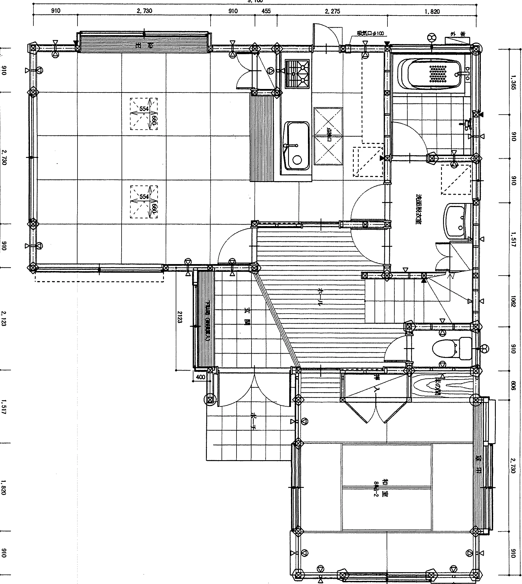 37.99坪 4LDK (南玄関) 1F 平面図原本