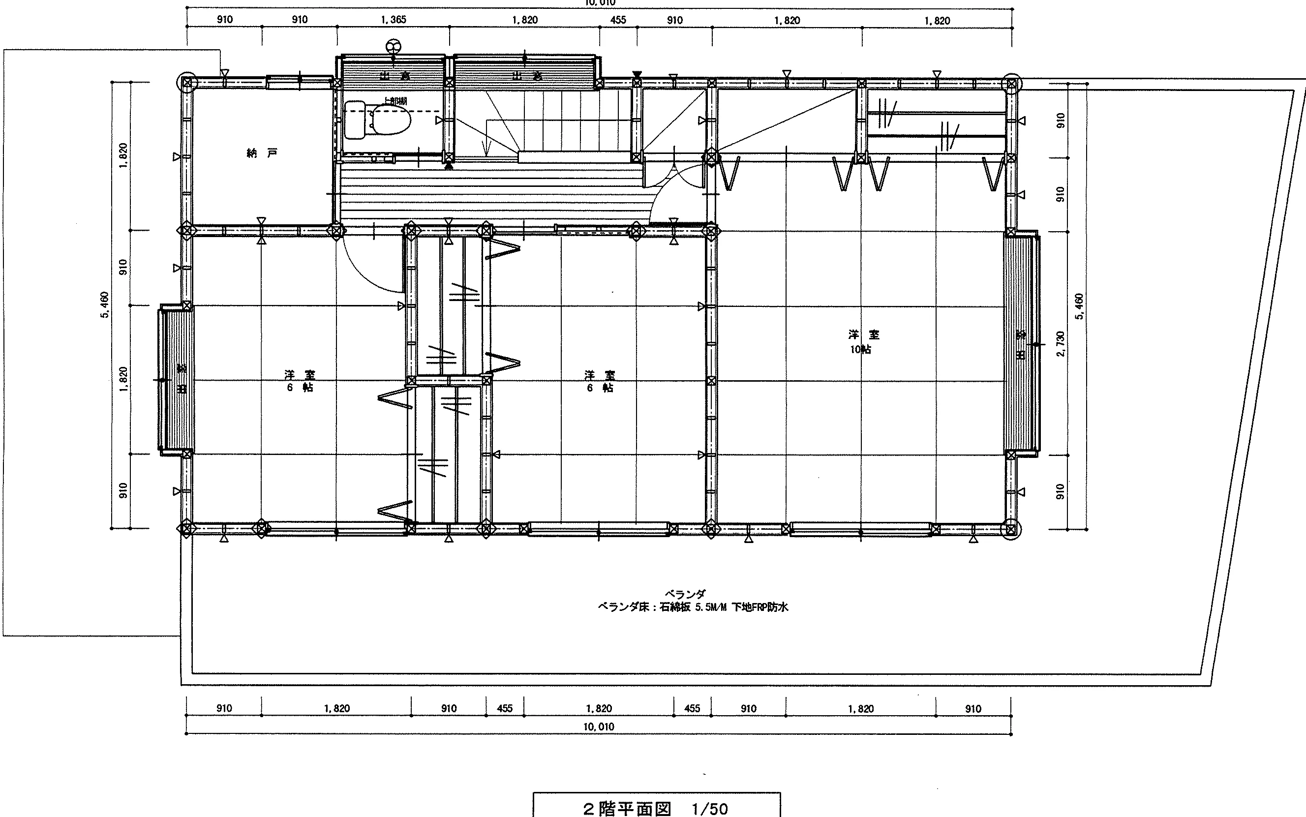 44.6坪 4LDK + 納戸×2 (北玄関) 2F 平面図原本