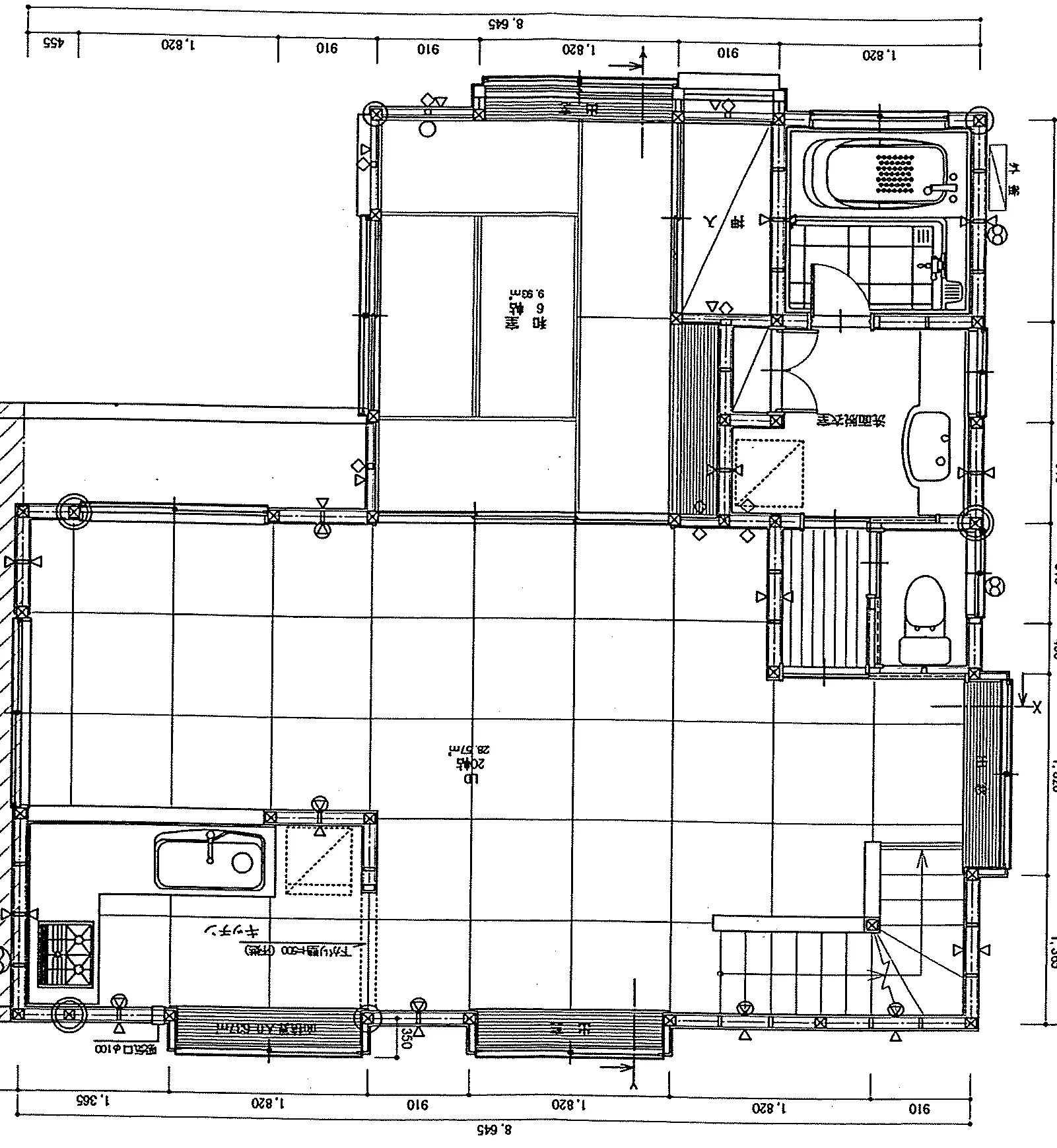 53.51坪 LDK 24帖 + 和室8帖 + 和室6帖 + 洋室9.1帖 + 納戸 (南玄関) 2F 平面図原本