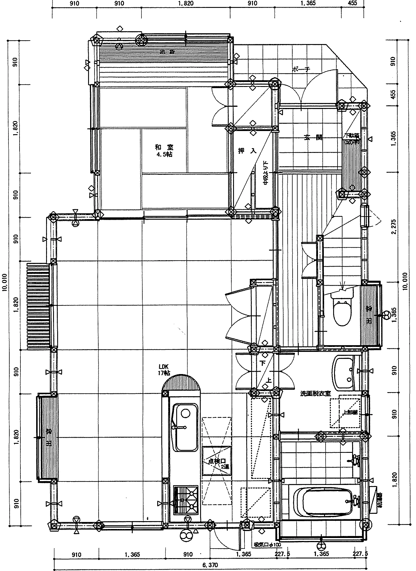 30.18坪 3LDK (北玄関) 1F 平面図原本