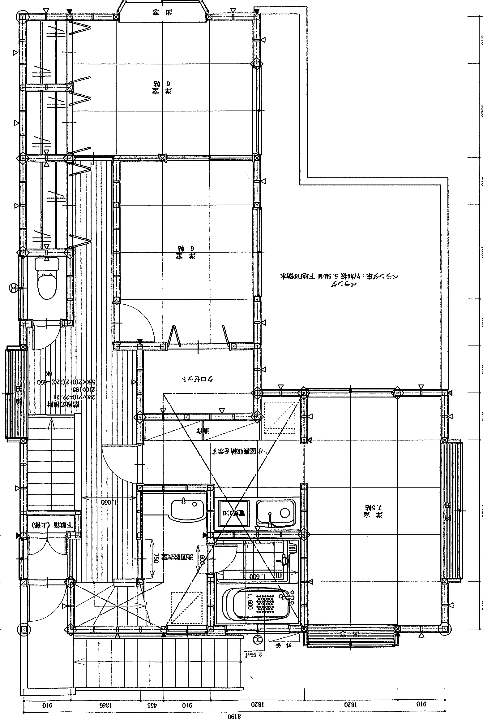 43.89坪 4LDK + 和室8帖 (東玄関) 2F 平面図原本