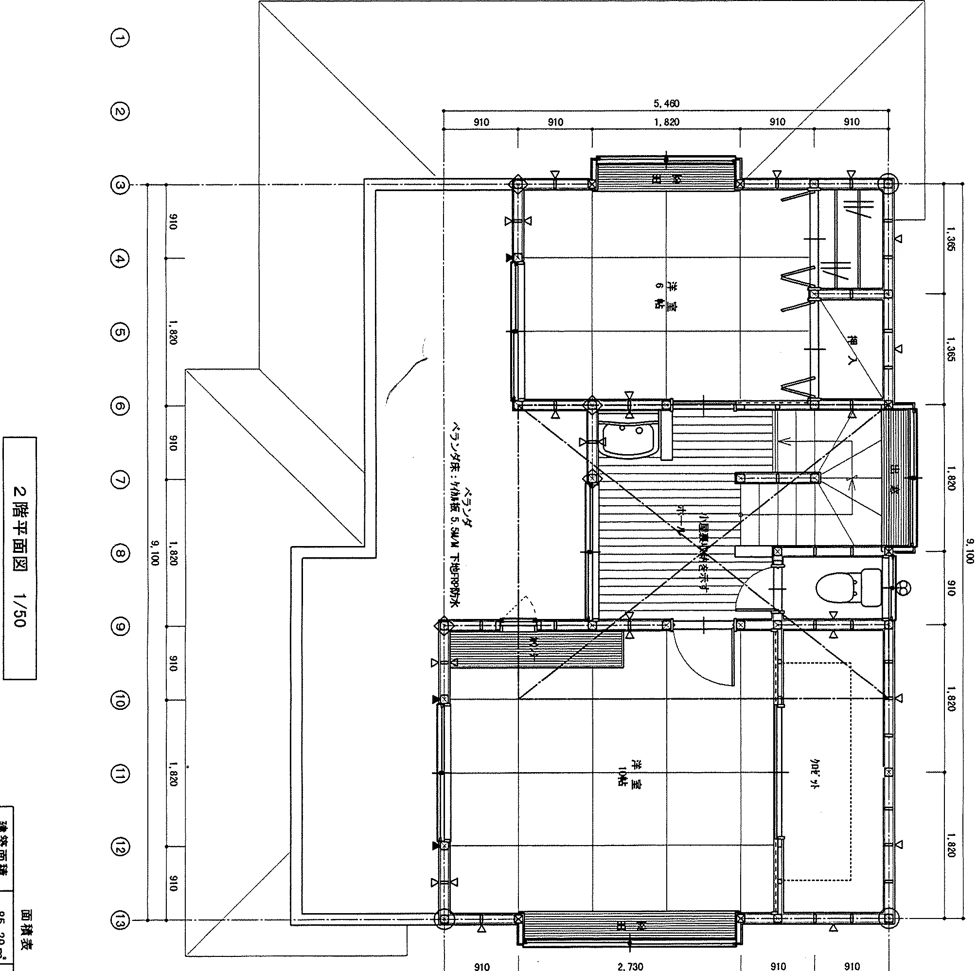 38.07坪 4LDK（和室6帖 + 洋室8帖 + 洋室6帖 + 洋室11帖） (南玄関) 2F 平面図原本