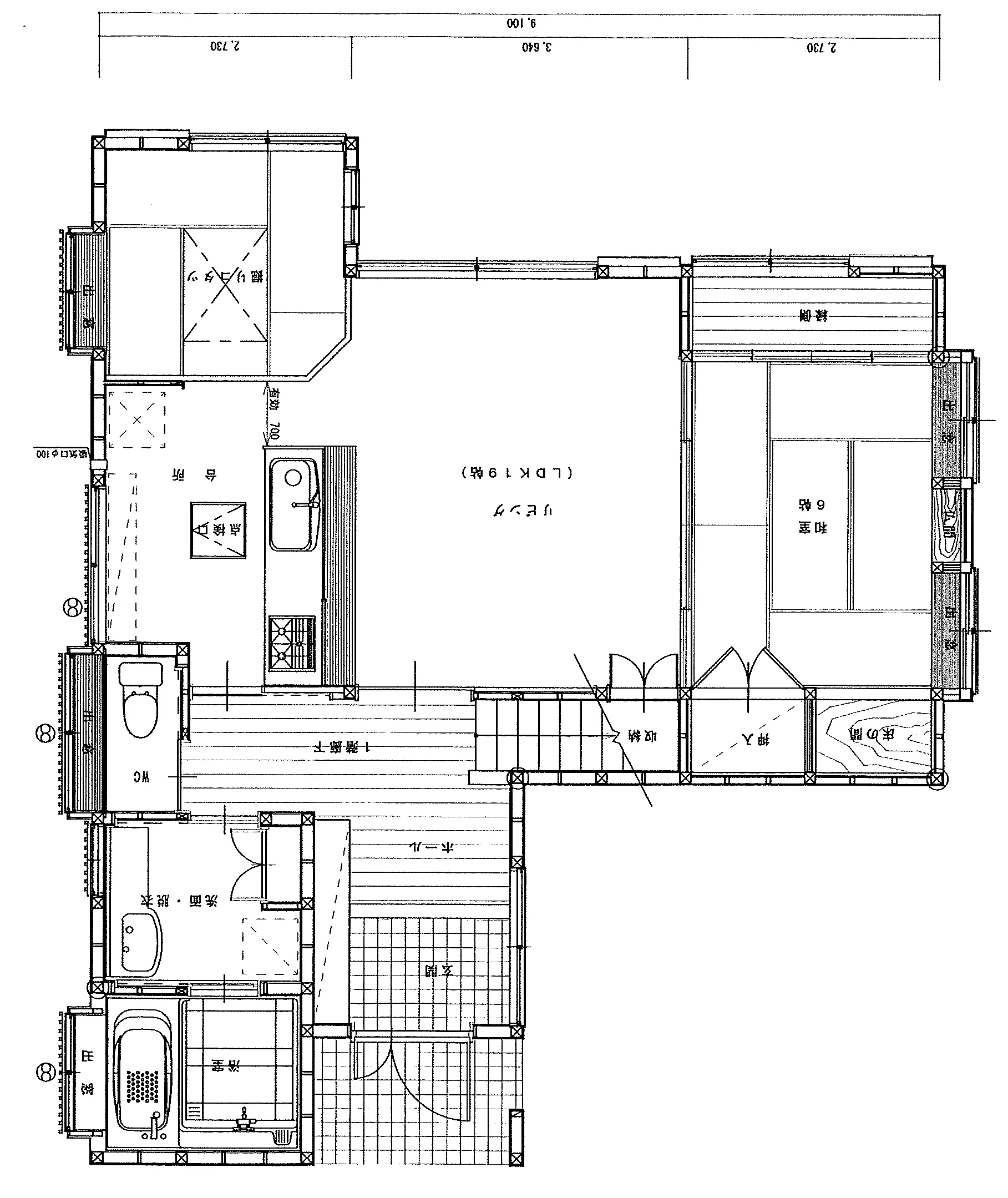 36.51坪 4LDK + 和室6帖 (南玄関) 1F 平面図原本