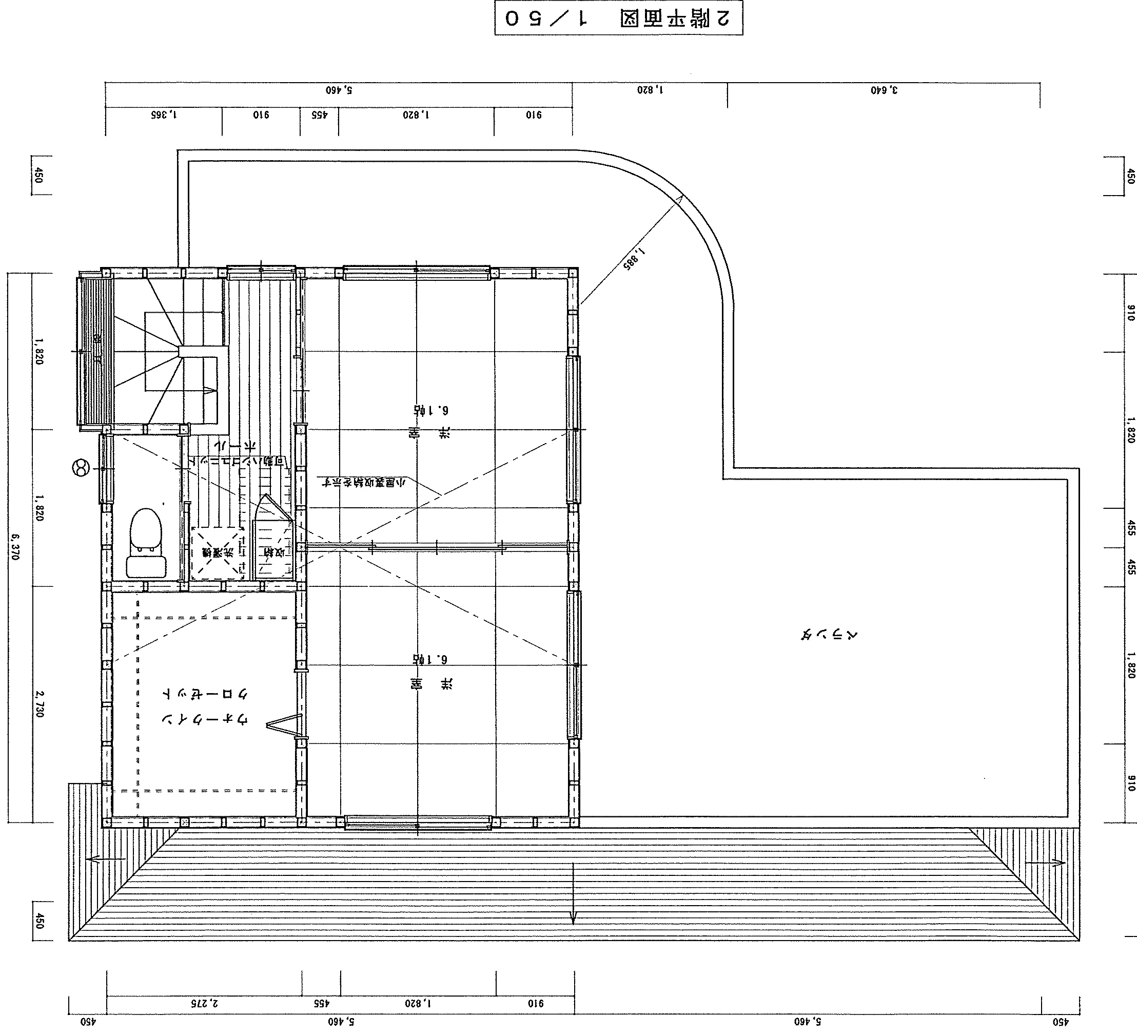 31.31坪 3LDK + 和室6帖 + ウォークインクローゼット + 小屋裏収納 (西玄関) 2F 平面図原本
