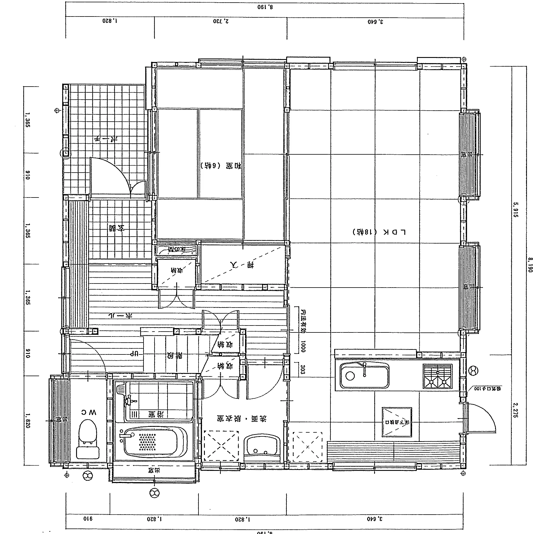 36.06坪 4LDK + 納戸 (東玄関) 1F 平面図原本