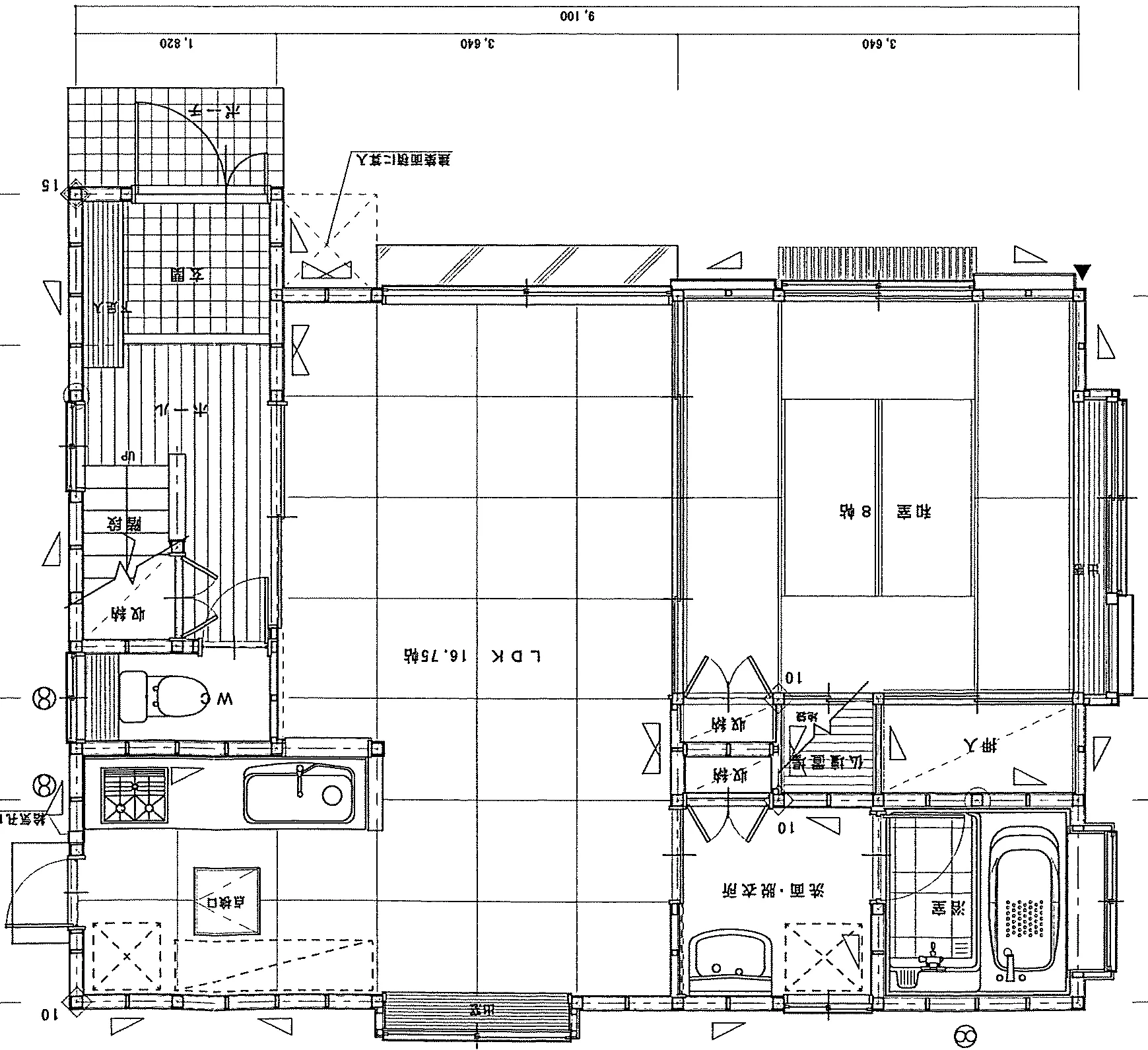 31.56坪 4LDK (東玄関) 1F 平面図原本