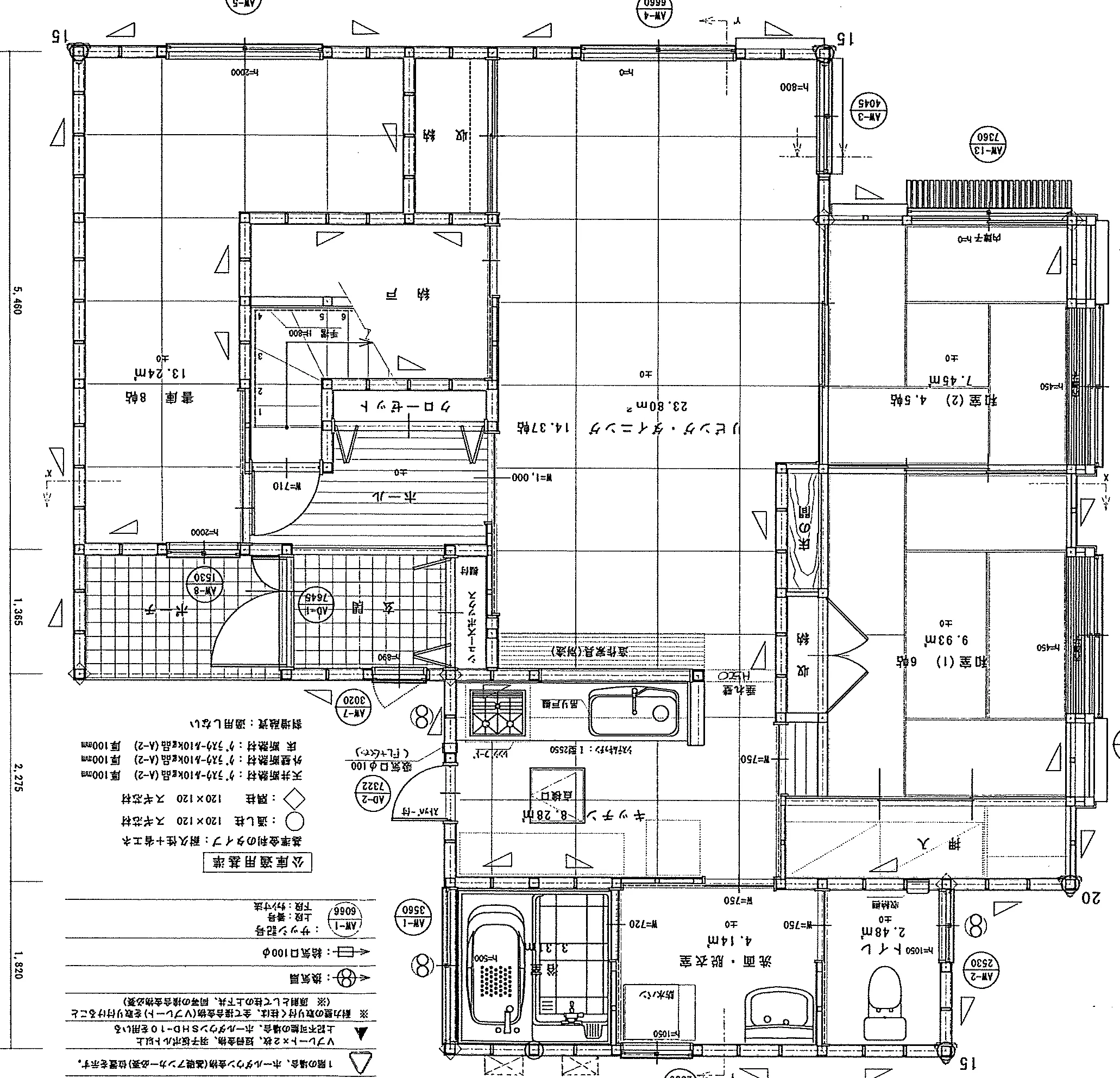42.5坪 二世帯住宅仕様 (4LDK+茶の間+書庫+書斎+納戸) (西玄関) 1F 平面図原本