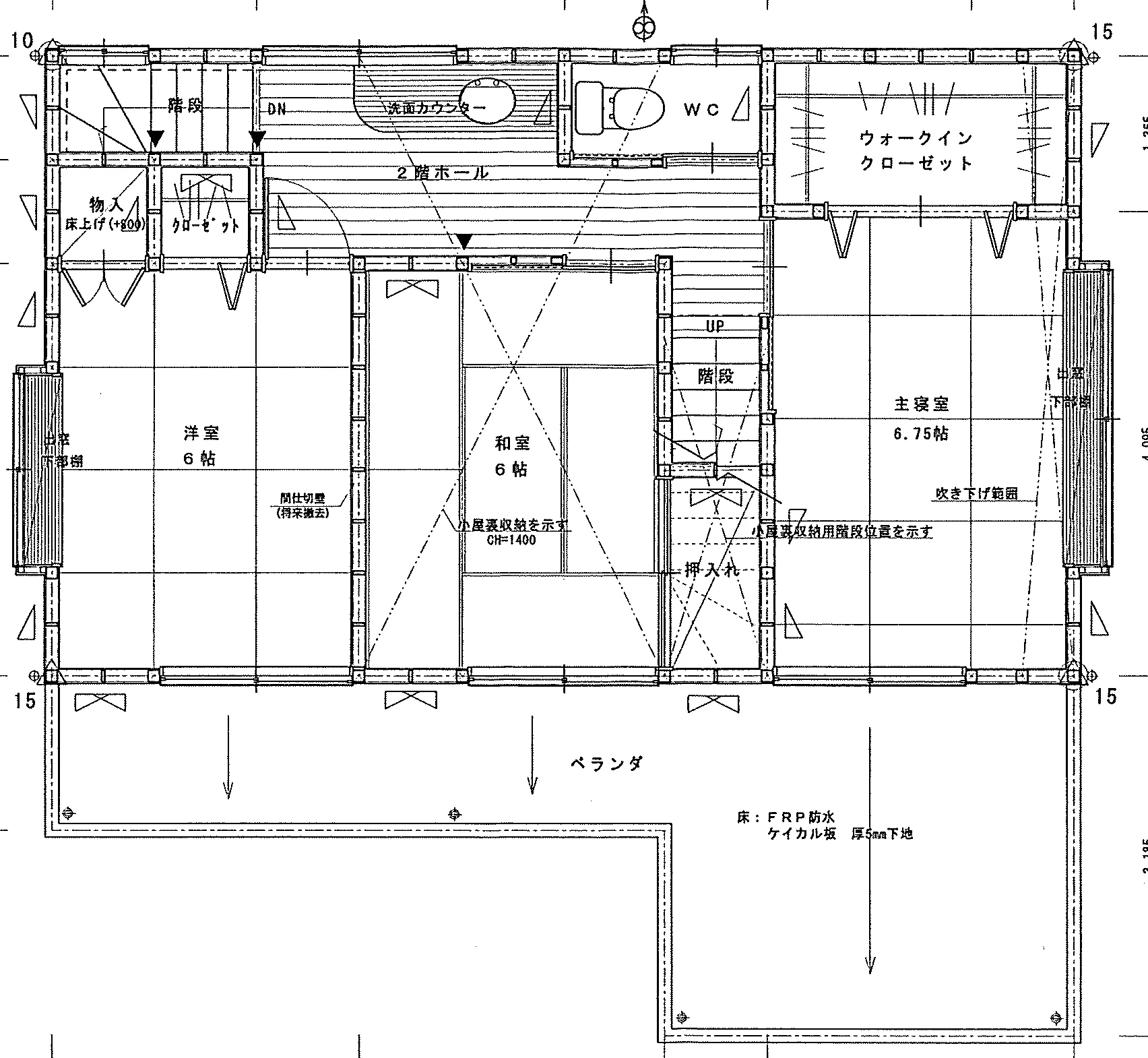 33.81坪 4LDK + 畳コーナー (東玄関) 2F 平面図原本