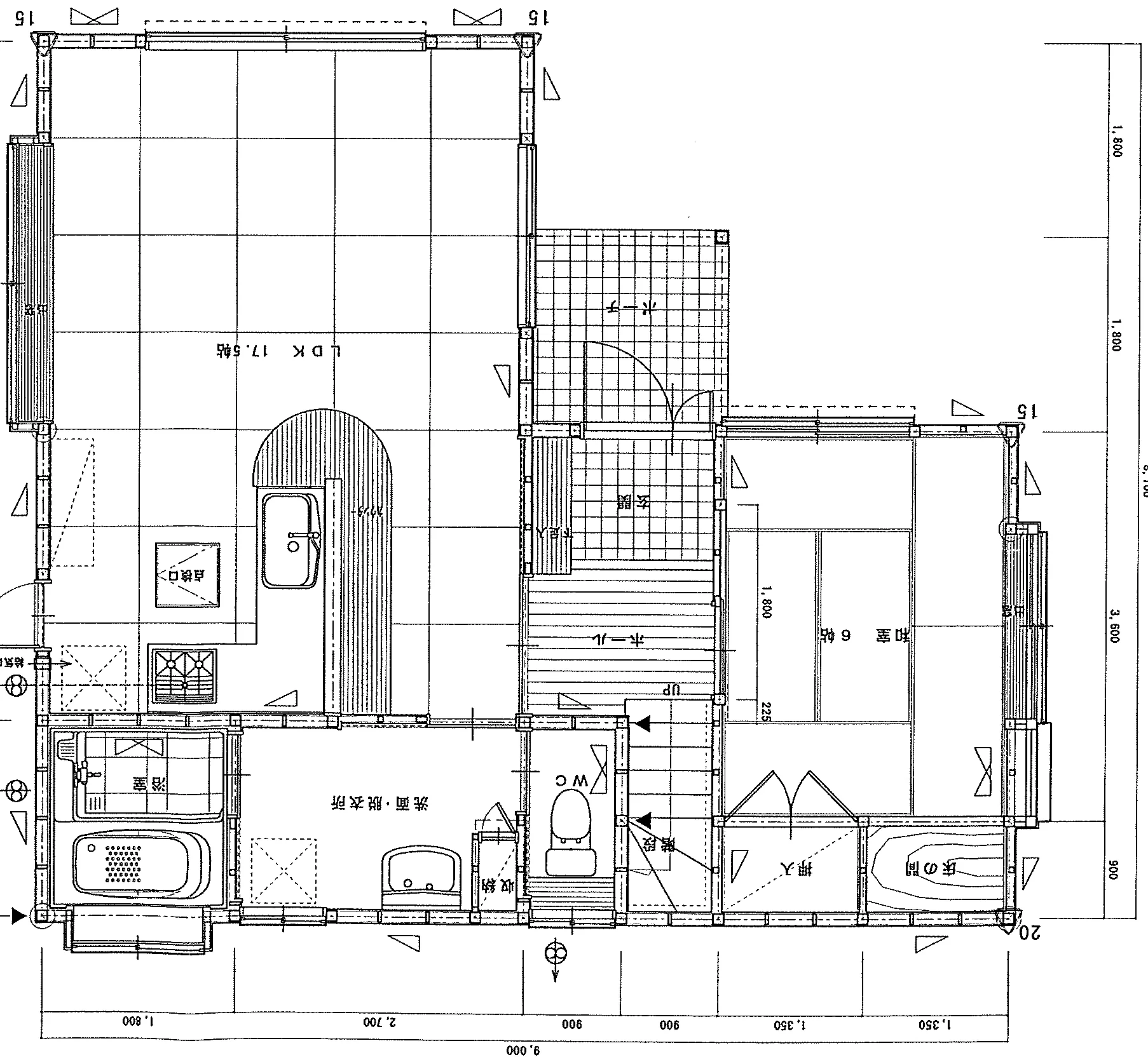31.85坪 4LDK (南玄関) 1F 平面図原本