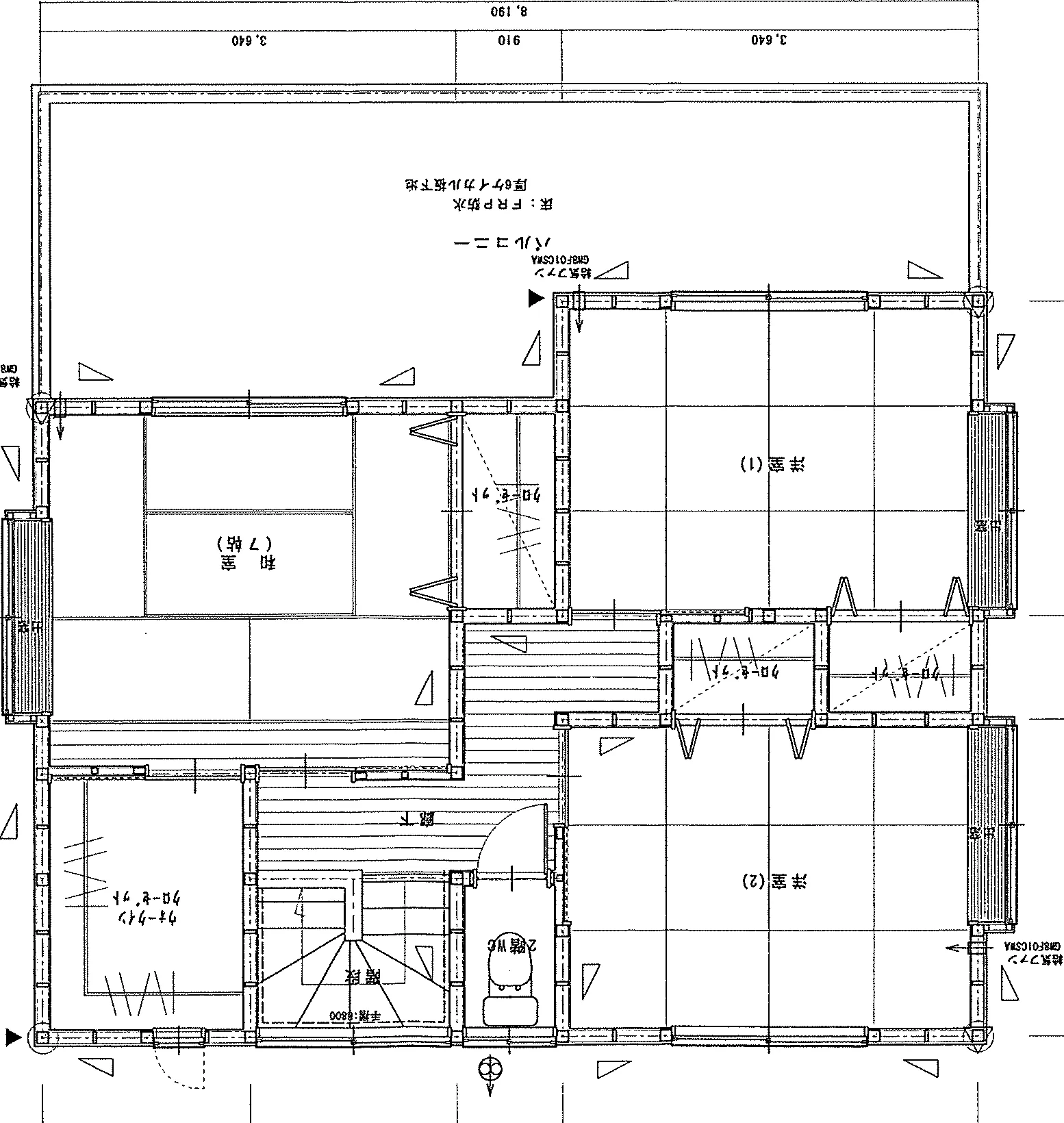 32.68坪 4LDK（和室4.5帖、和室7帖、洋室2室） (東玄関) 2F 平面図原本