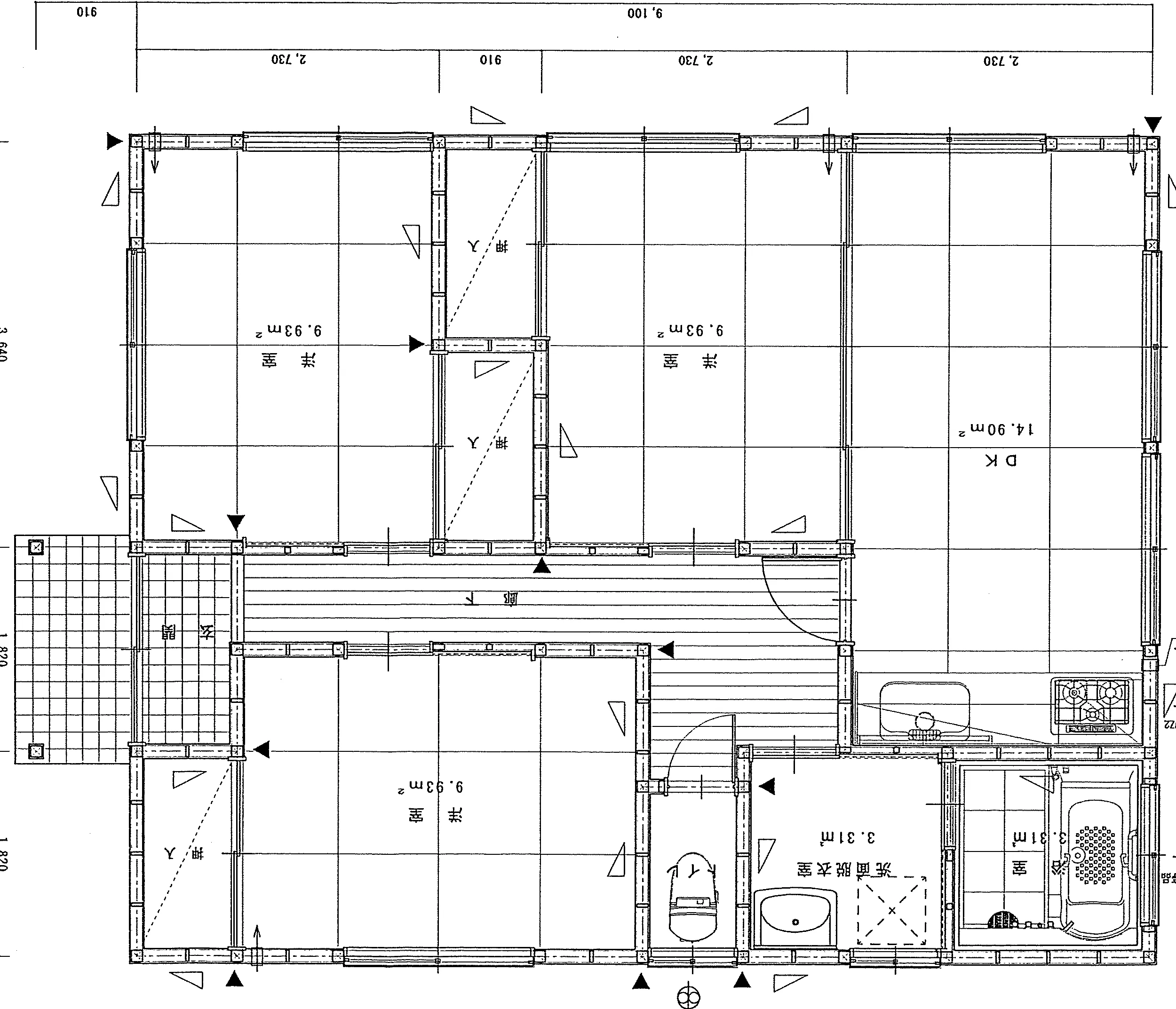 20.03坪 3DK (西玄関) 1F 平面図原本