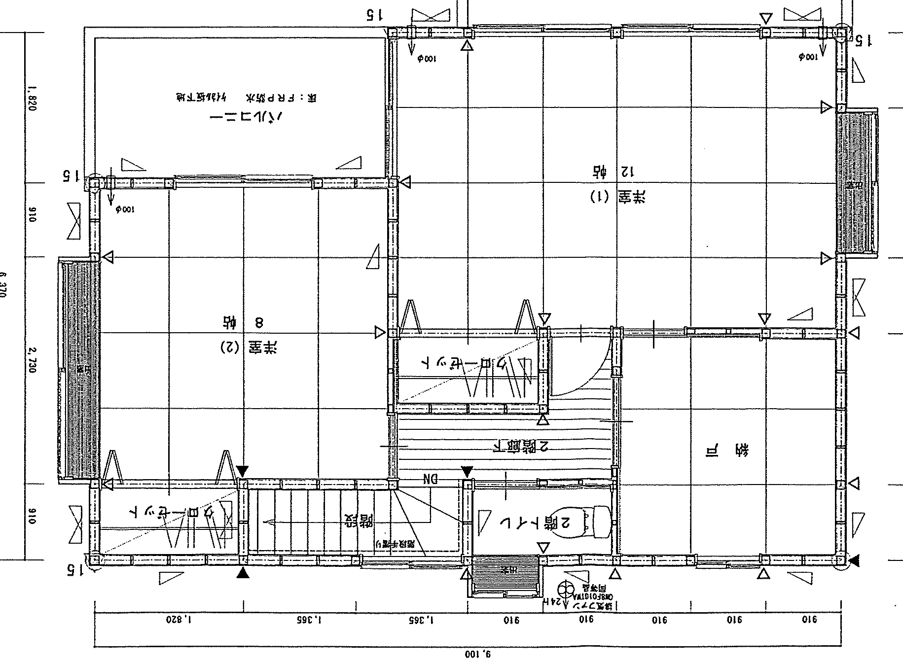 36.32坪 2LDK + 和室8帖 + 納戸 (東玄関) 2F 平面図原本
