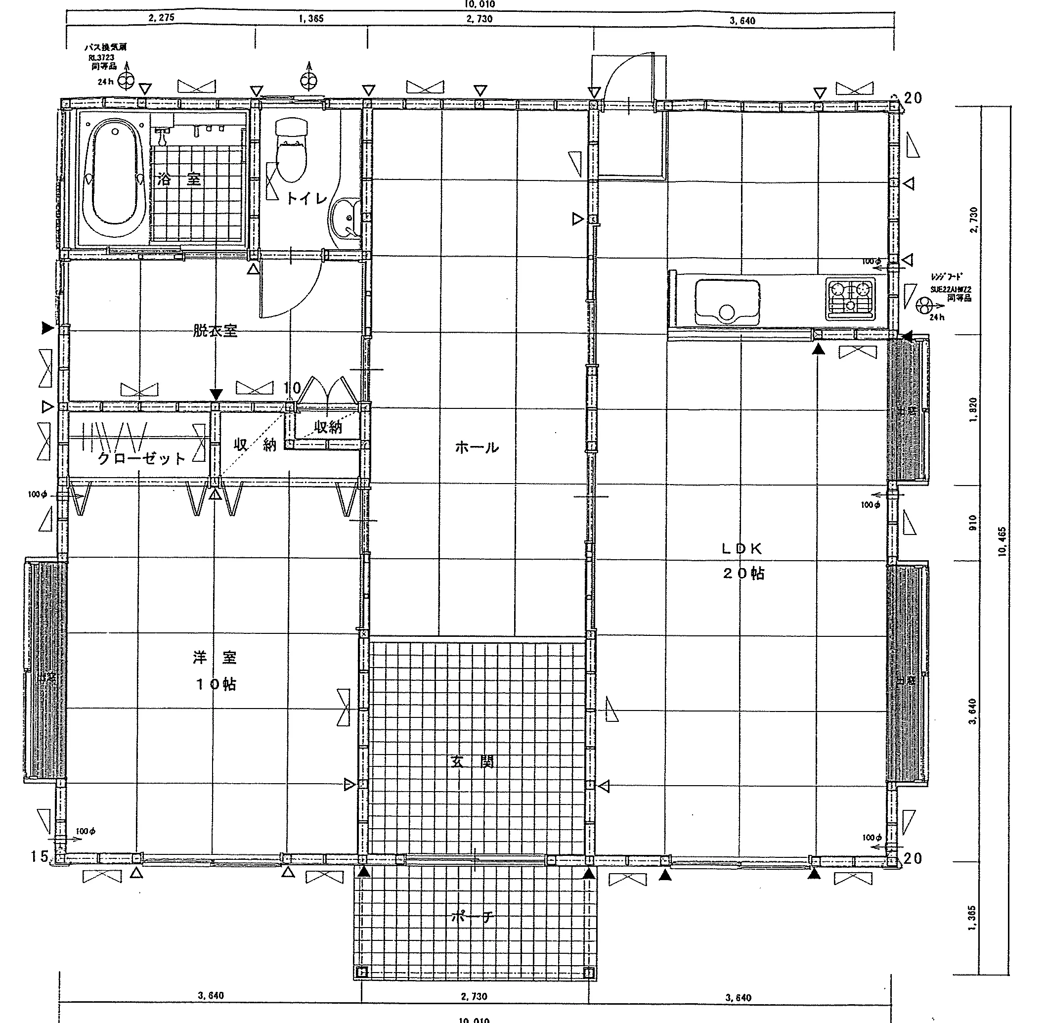 27.55坪 1LDK (南玄関) 1F 平面図原本