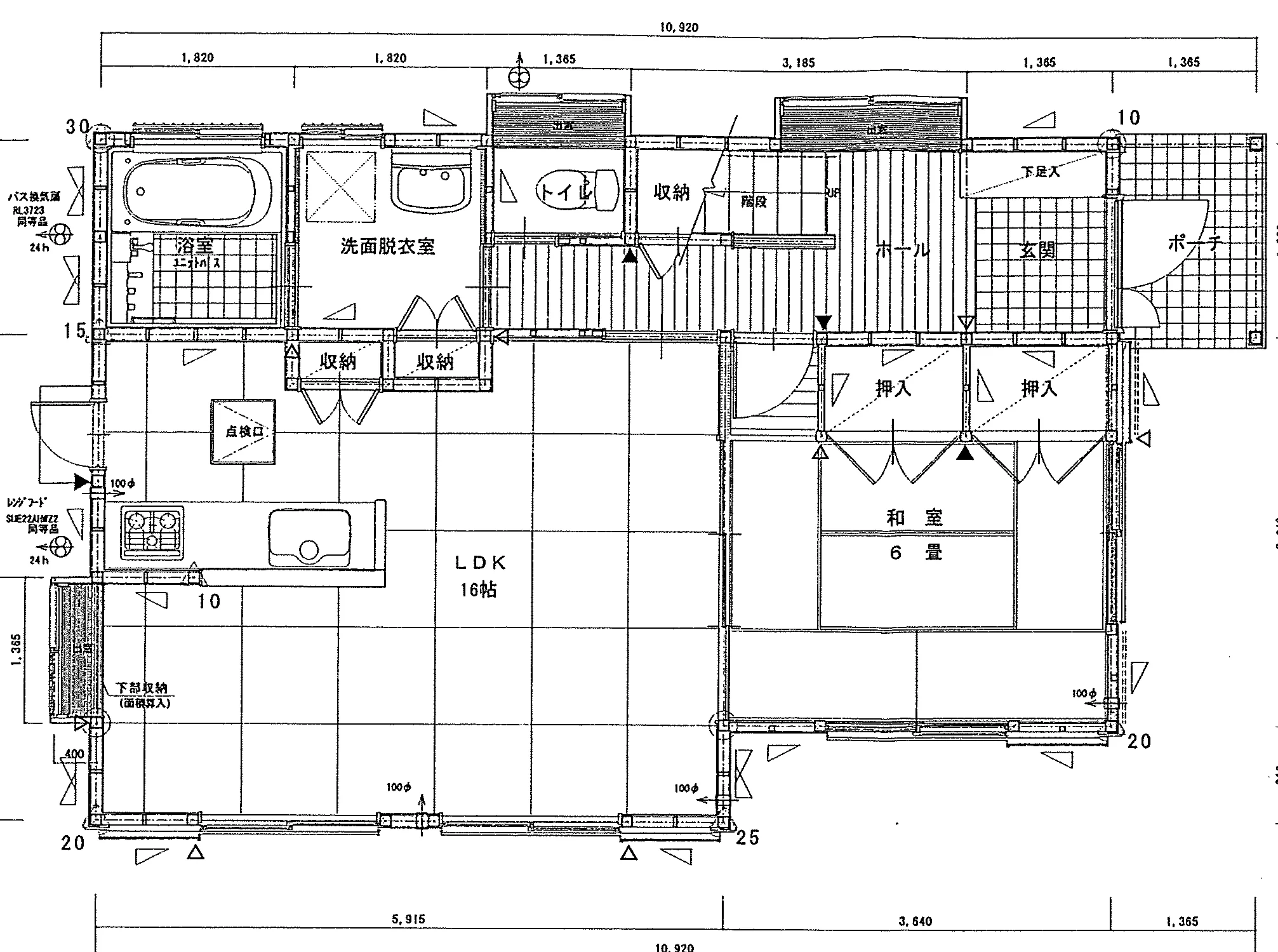 32.34坪 4LDK (東玄関) 1F 平面図原本