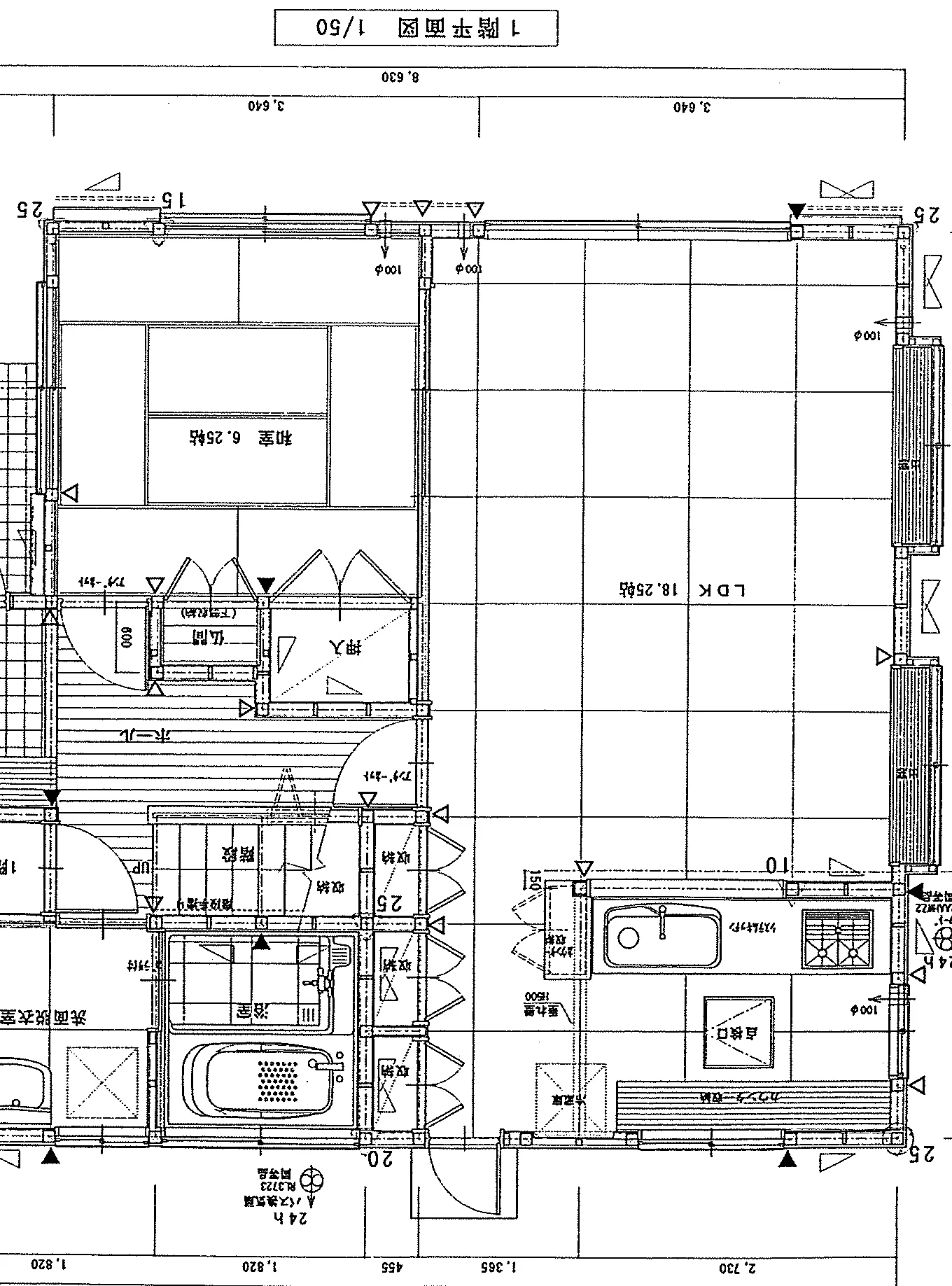 34.67坪 5LDK (東玄関) 1F 平面図原本