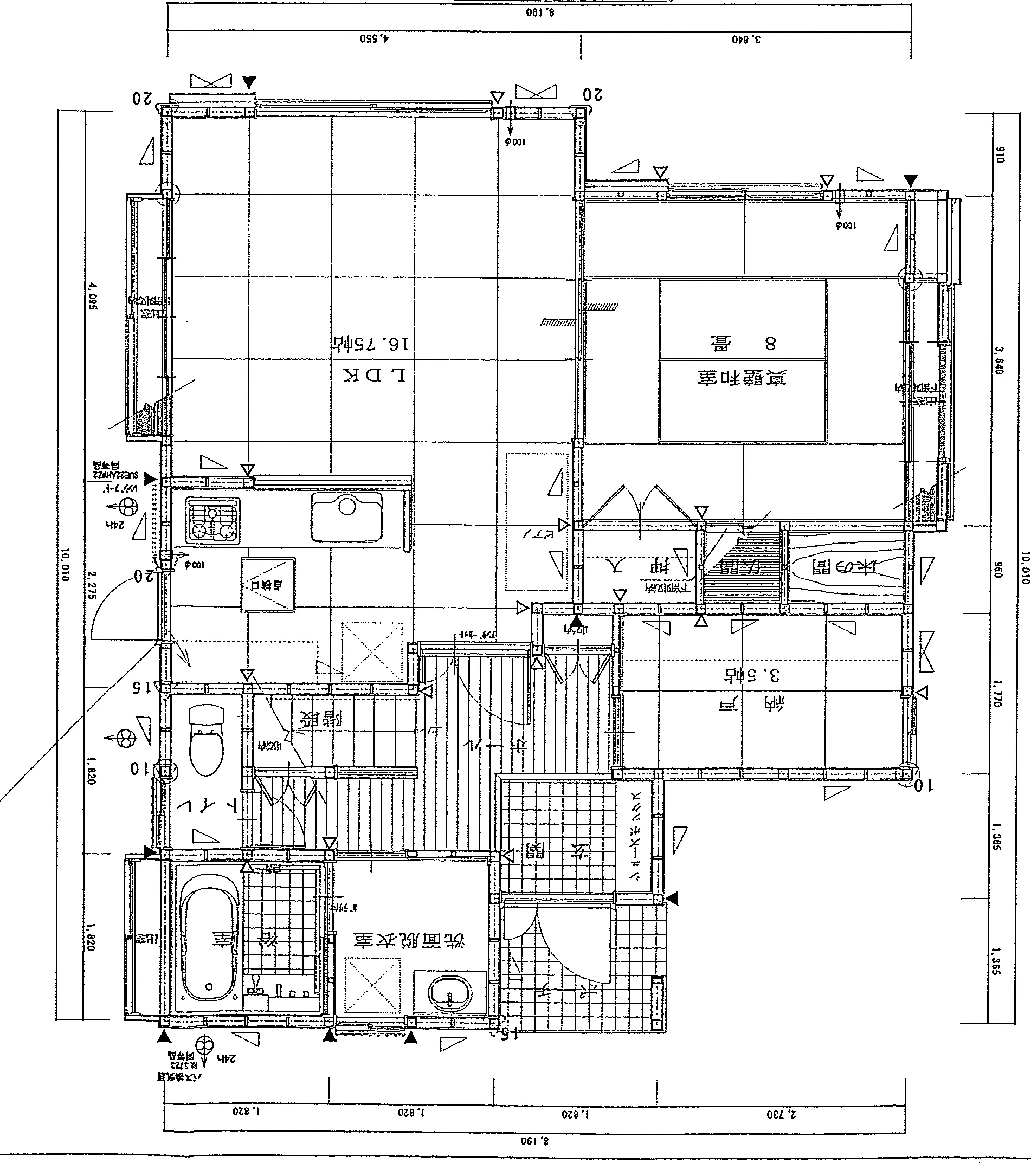 35.06坪 4LDK + 納戸 (北玄関) 1F 平面図原本