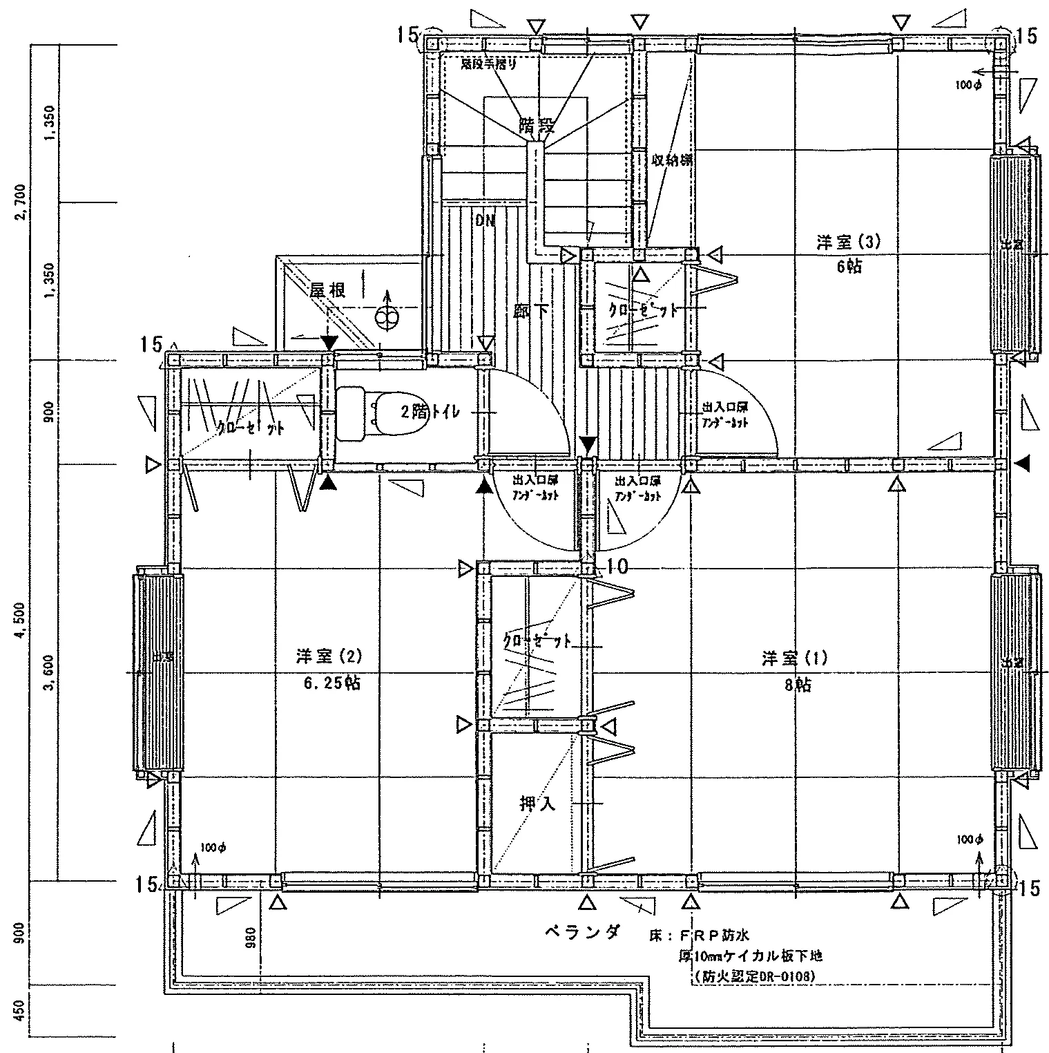 27.56坪 3LDK (北玄関) 2F 平面図原本