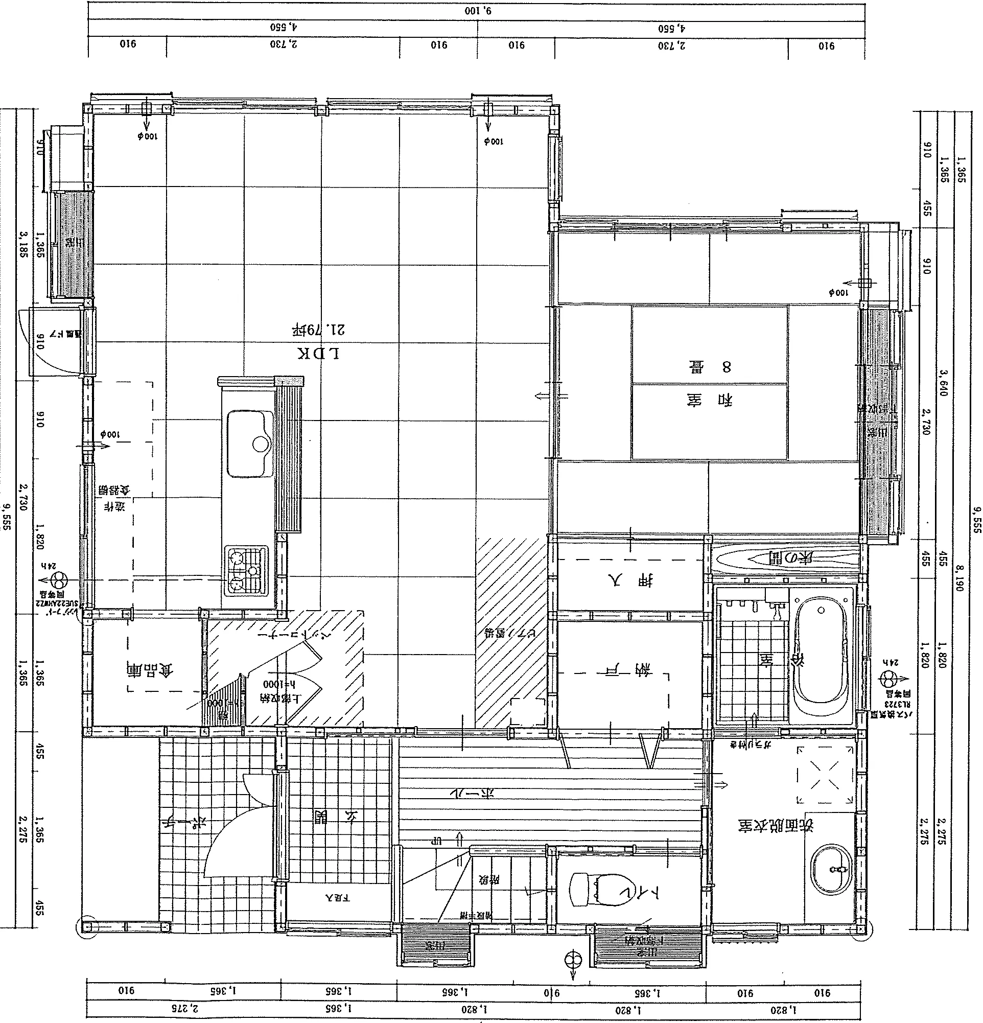 37.75坪 4LDK (東玄関) 1F 平面図原本