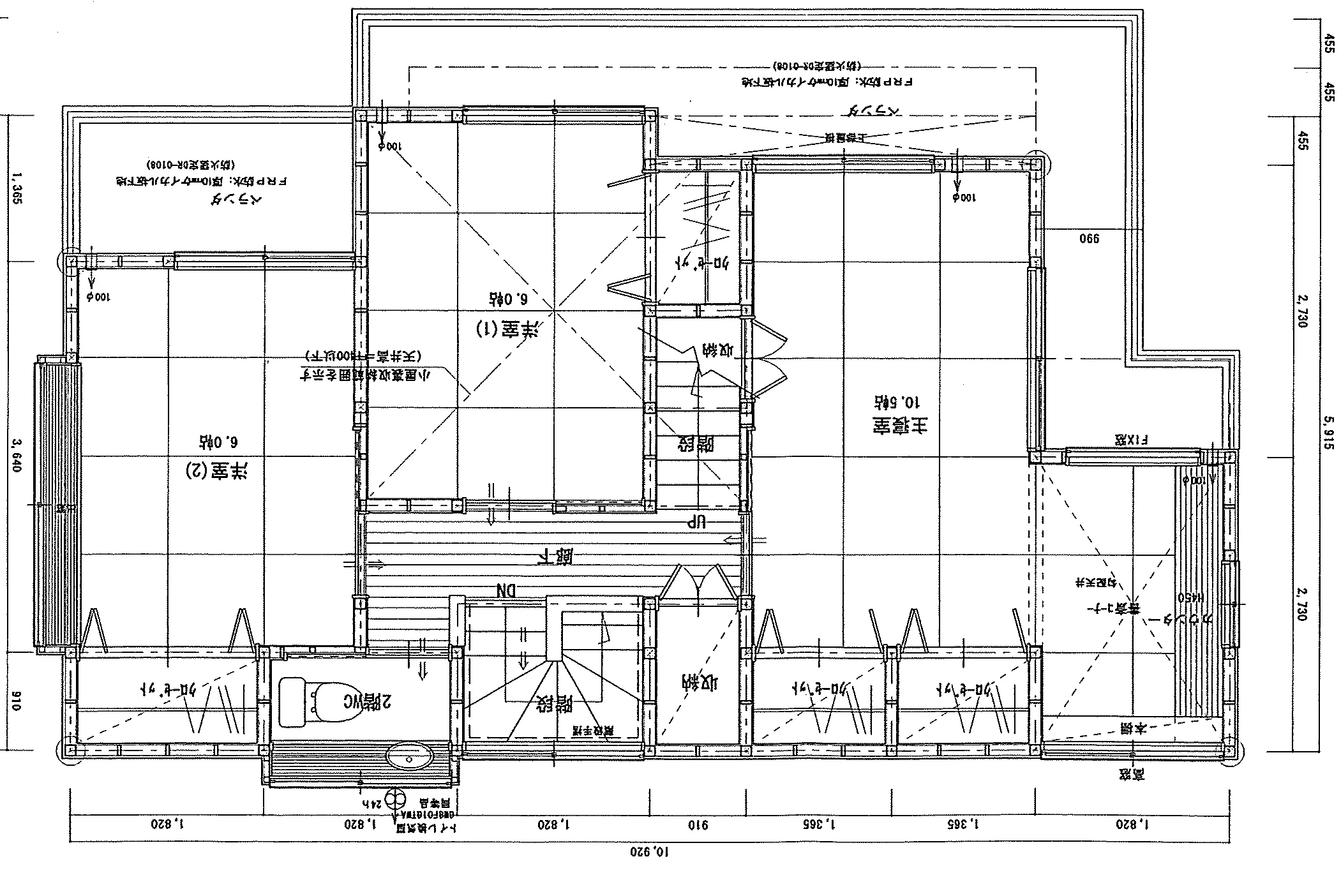 33.43坪 4LDK (南玄関) 2F 平面図原本