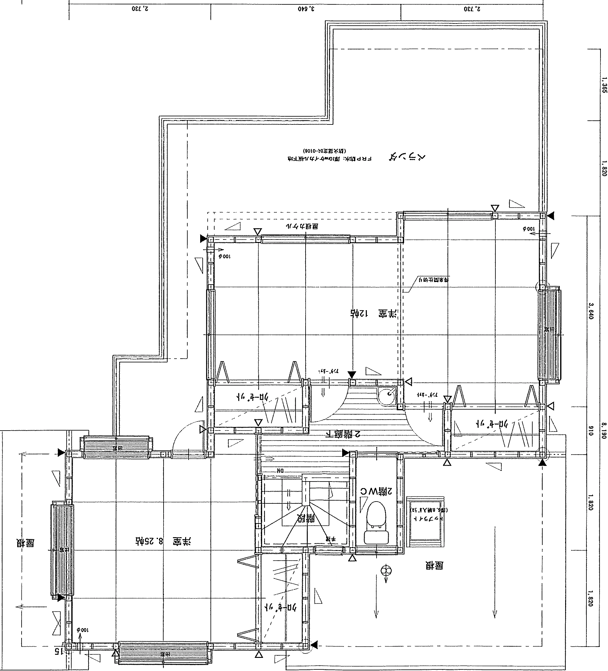 40.47坪 3LDK + 和室6.5帖 + 倉庫11.5帖 (南玄関) 2F 平面図原本