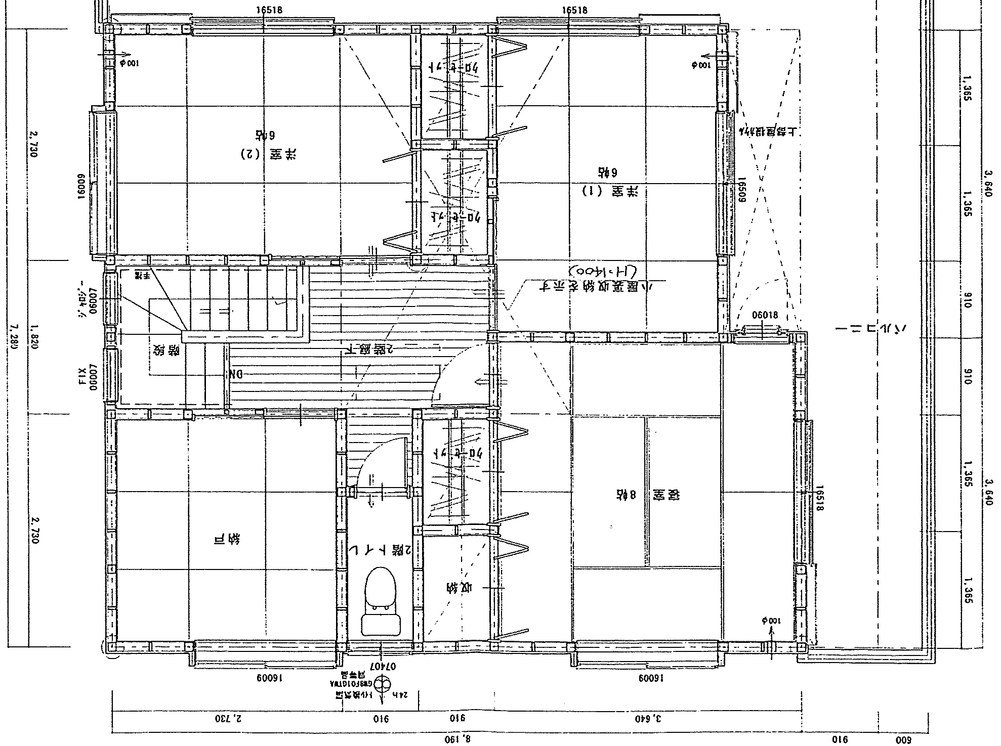 40.07坪 5LDK + 納戸 + 小屋裏収納 (南玄関) 2F 平面図原本