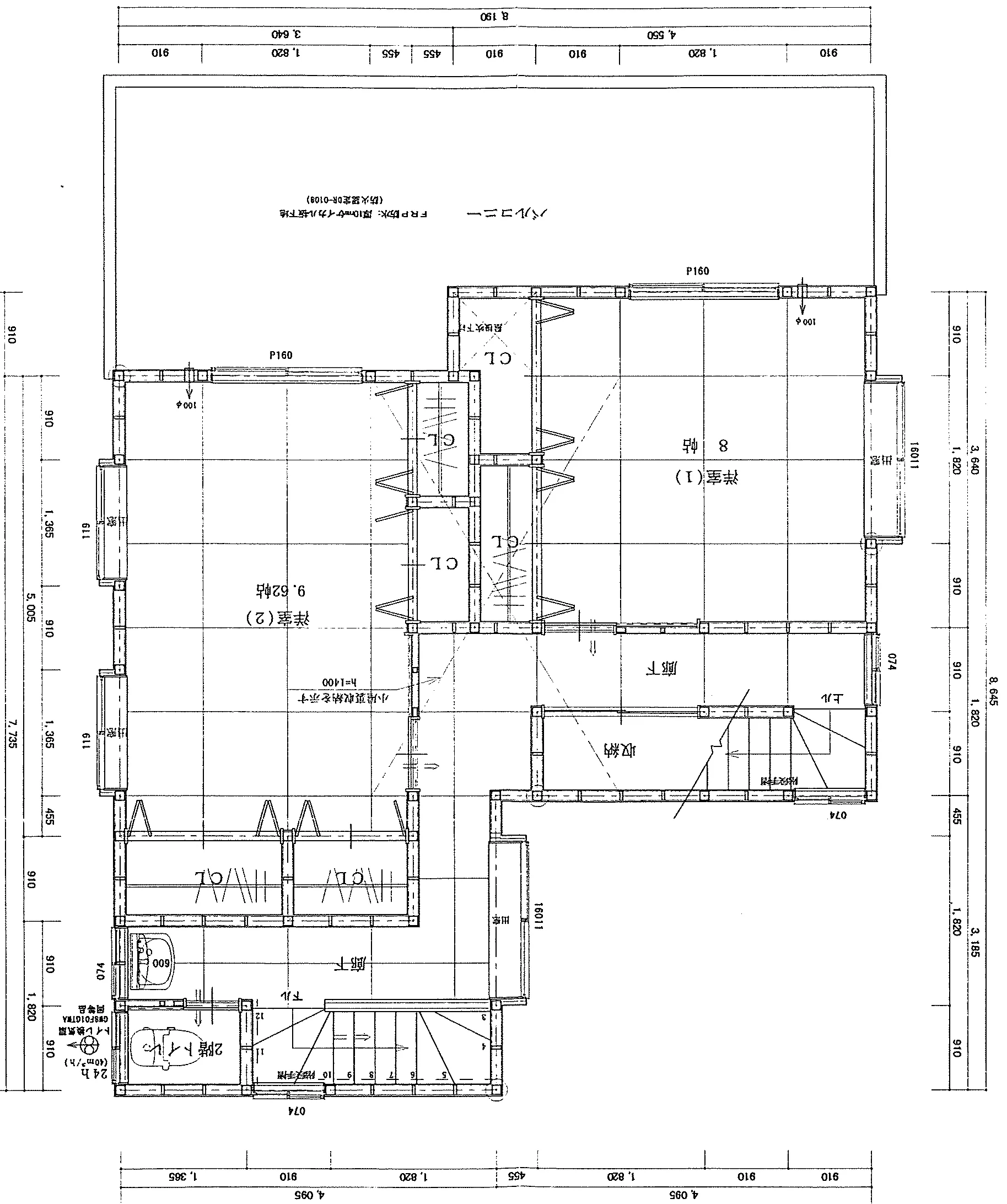36.82坪 3LDK + 和室8帖 (東玄関) 2F 平面図原本