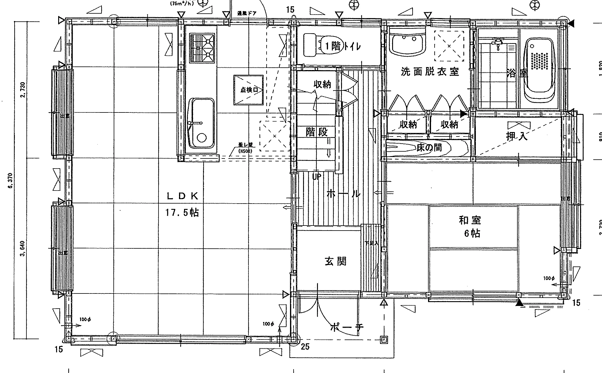 30.81坪 4LDK (南玄関) 1F 平面図原本