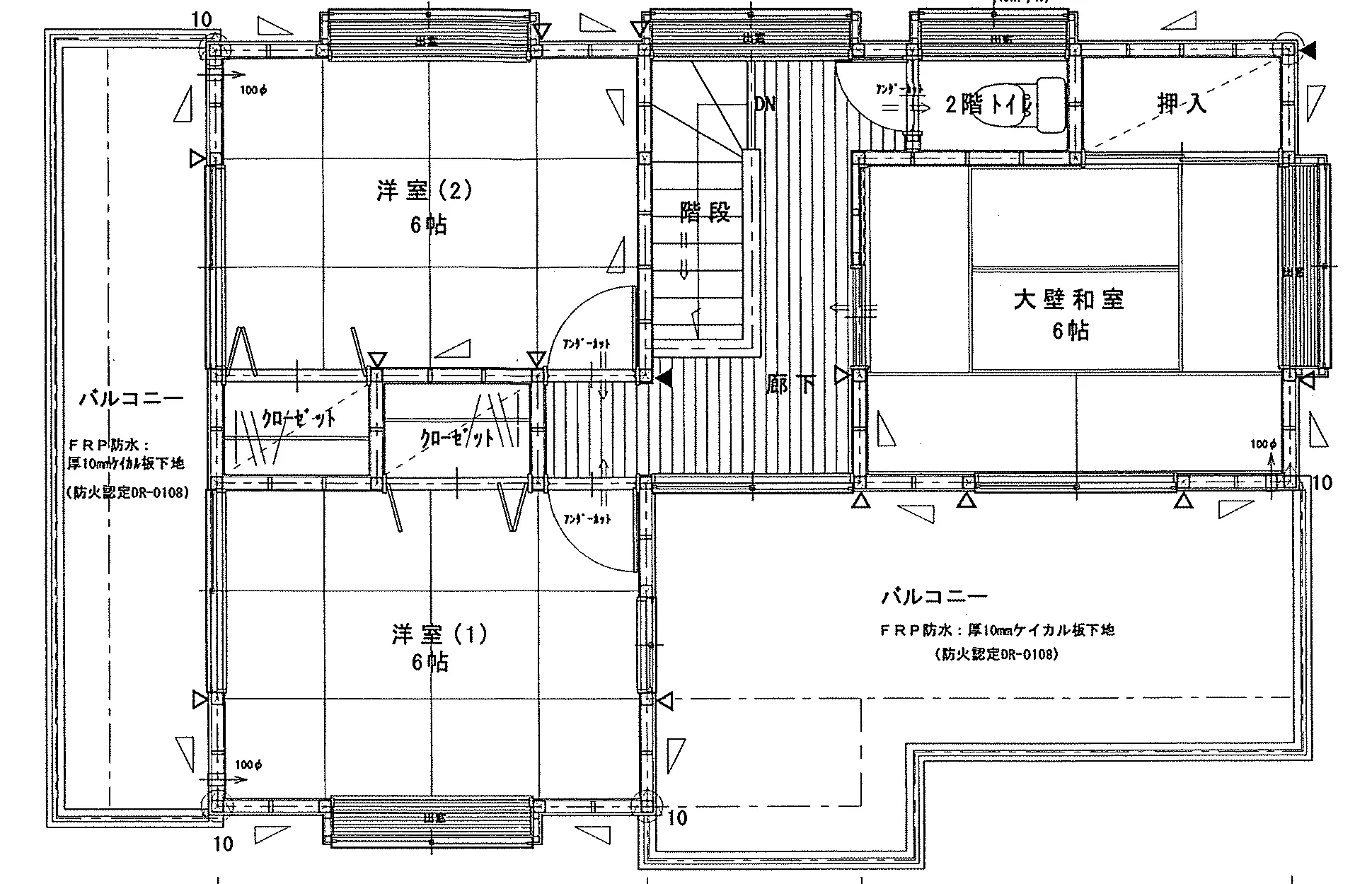 30.81坪 4LDK (南玄関) 2F 平面図原本